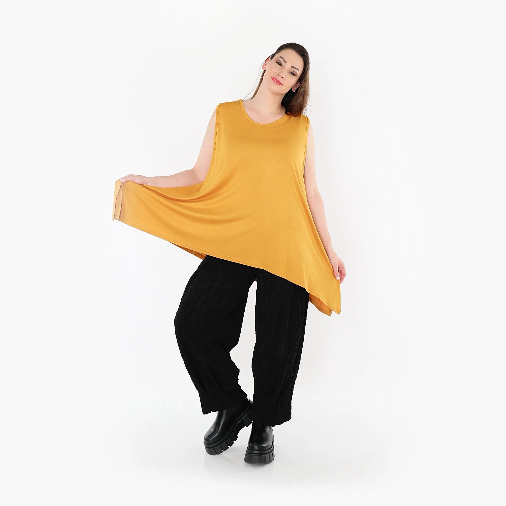  A-Form Top von AKH Fashion aus Viskose, 1531.03071, Senf, Ausgefallen, Zeitlos, Schick