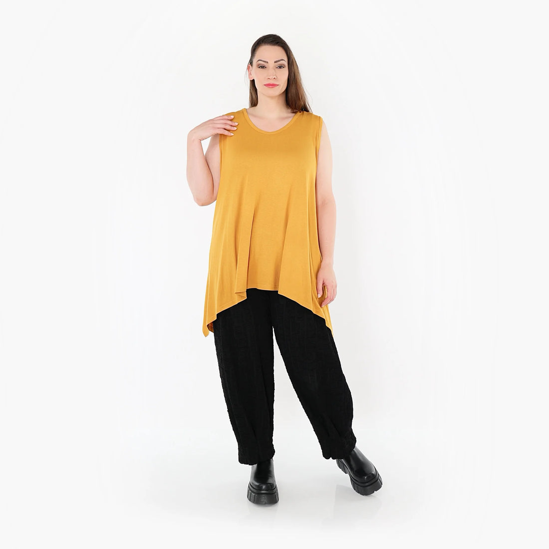  A-Form Top von AKH Fashion aus Viskose, 1531.03071, Senf, Ausgefallen, Zeitlos, Schick