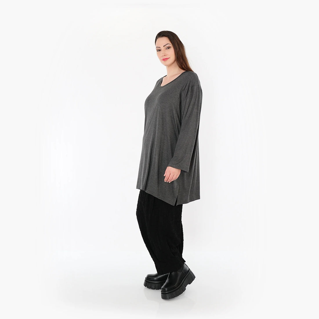  AKH Fashion Bigshirt in gerader Form, aus Viskose, 1531.07054, Anthrazit, Ausgefallen, Schick