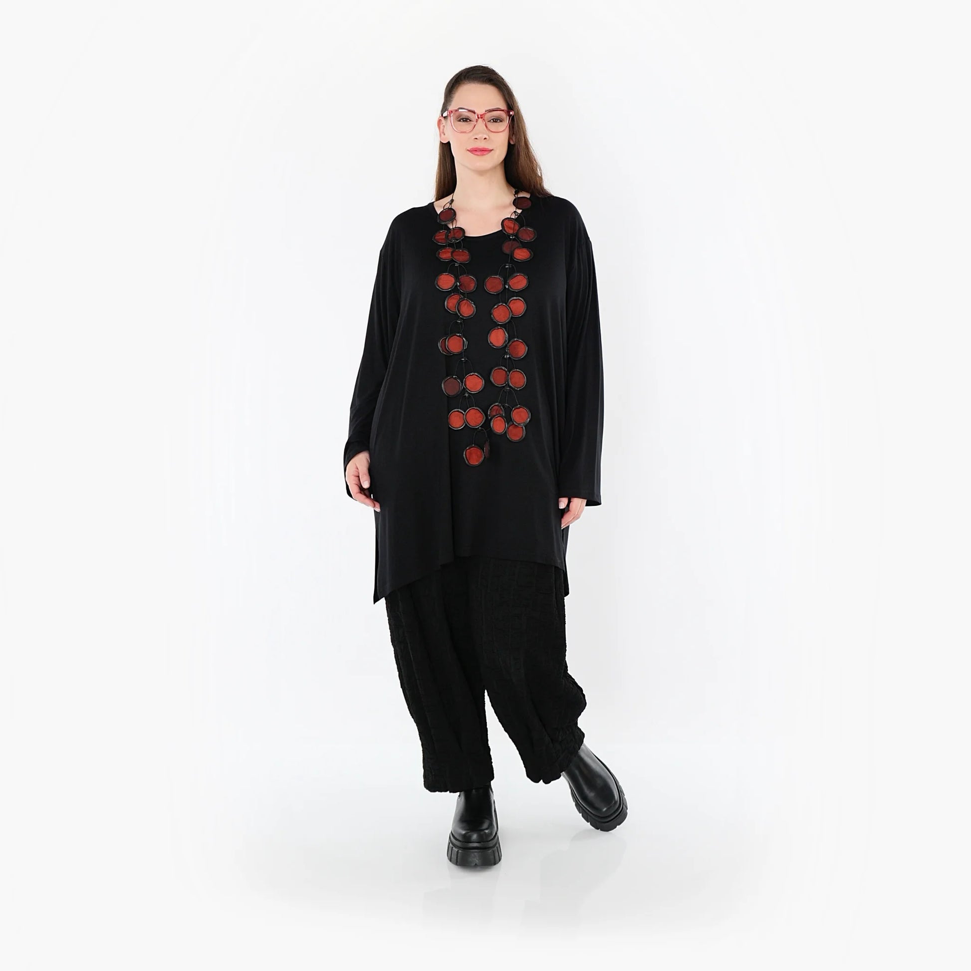  AKH Fashion Bigshirt in gerader Form, aus Viskose, 1531.07054, Schwarz, Ausgefallen, Zeitlos