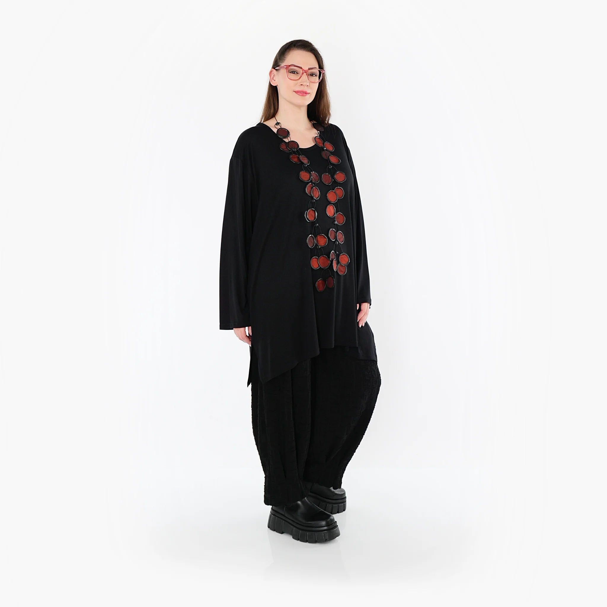  AKH Fashion Bigshirt in gerader Form, aus Viskose, 1531.07054, Schwarz, Ausgefallen, Zeitlos