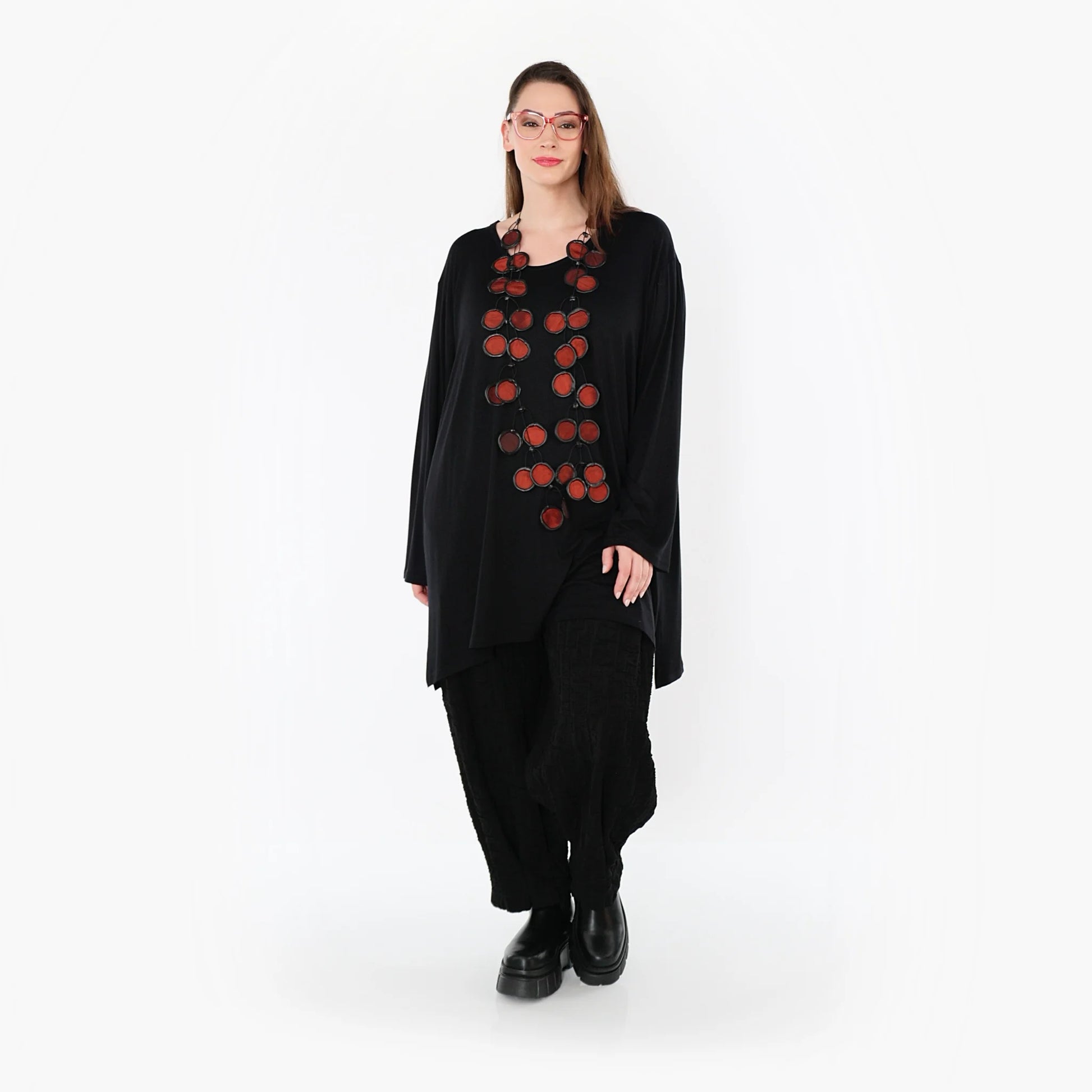  AKH Fashion Bigshirt in gerader Form, aus Viskose, 1531.07054, Schwarz, Ausgefallen, Zeitlos