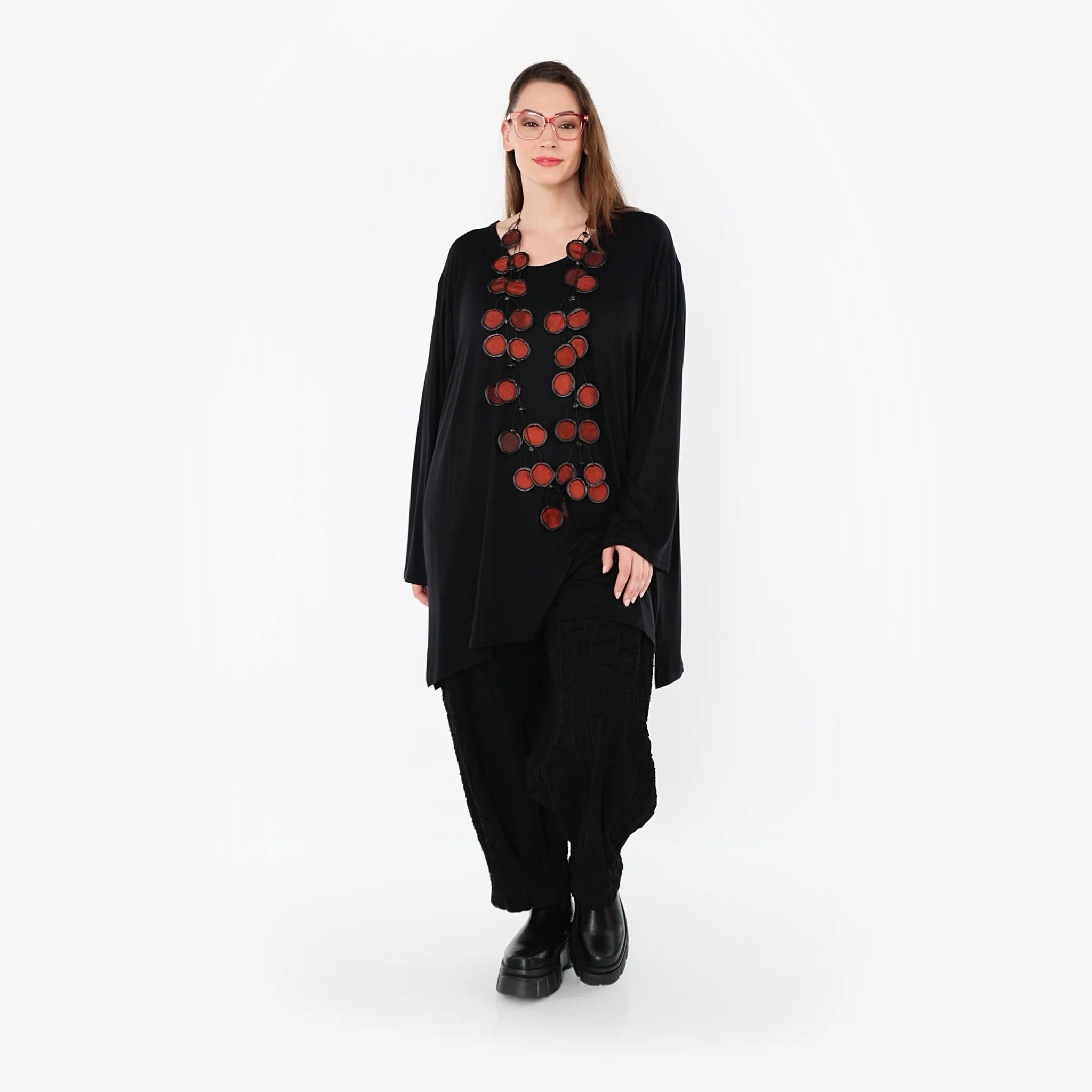  AKH Fashion Bigshirt in gerader Form, aus Viskose, 1531.07054, Schwarz, Ausgefallen, Zeitlos