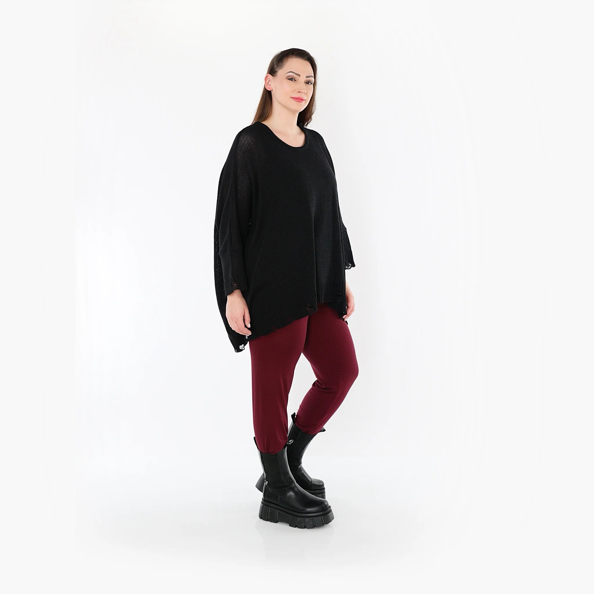  AKH Fashion Leggings in gerader Form, aus Viskose, 1531.0P100, Burgundy, Ausgefallen