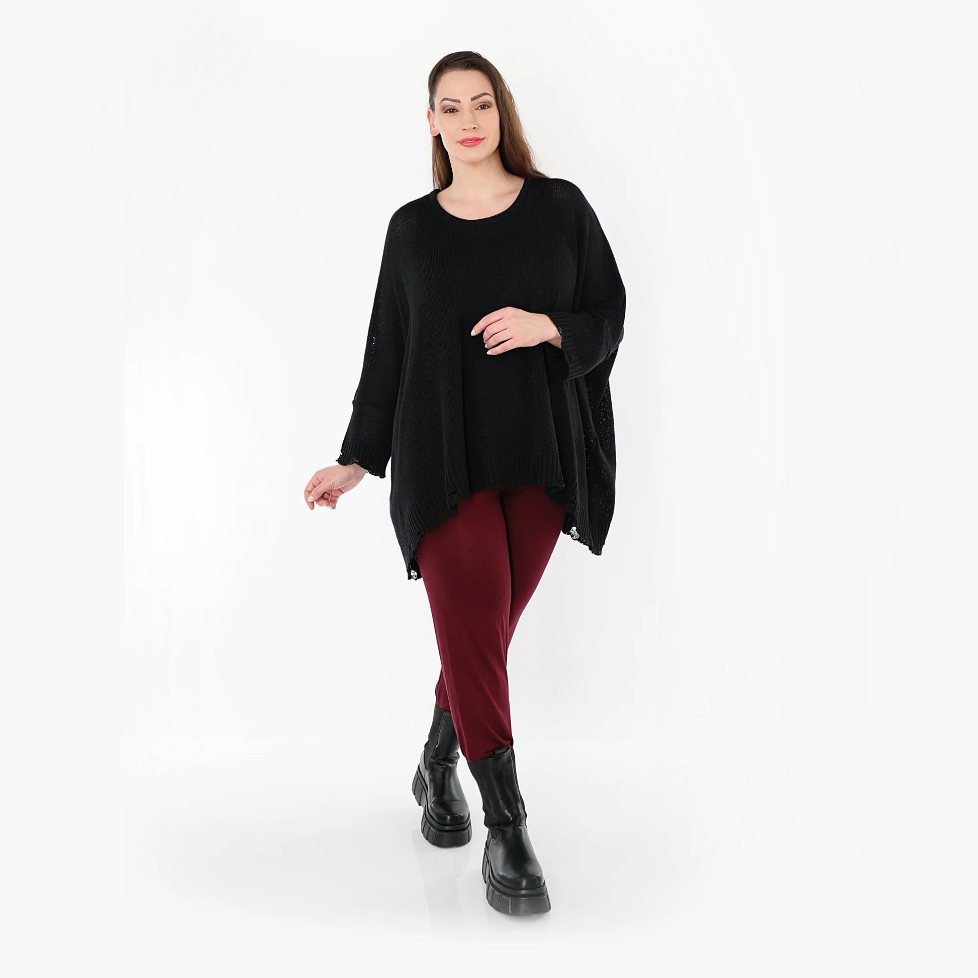  AKH Fashion Leggings in gerader Form, aus Viskose, 1531.0P100, Burgundy, Ausgefallen
