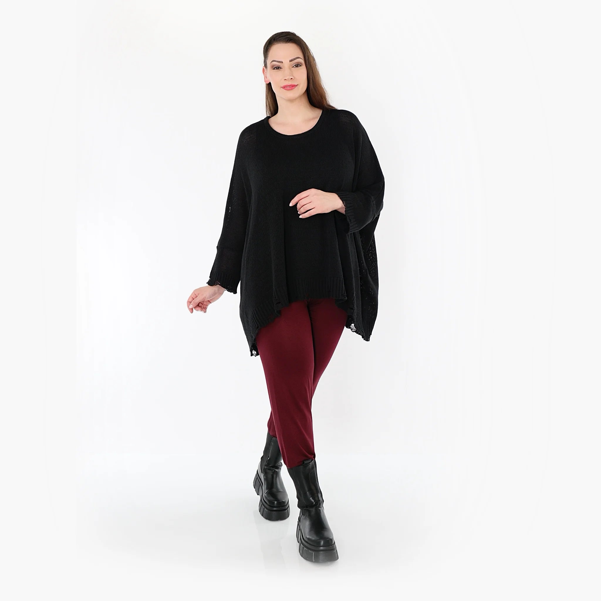  AKH Fashion Leggings in gerader Form, aus Viskose, 1531.0P100, Burgundy, Ausgefallen