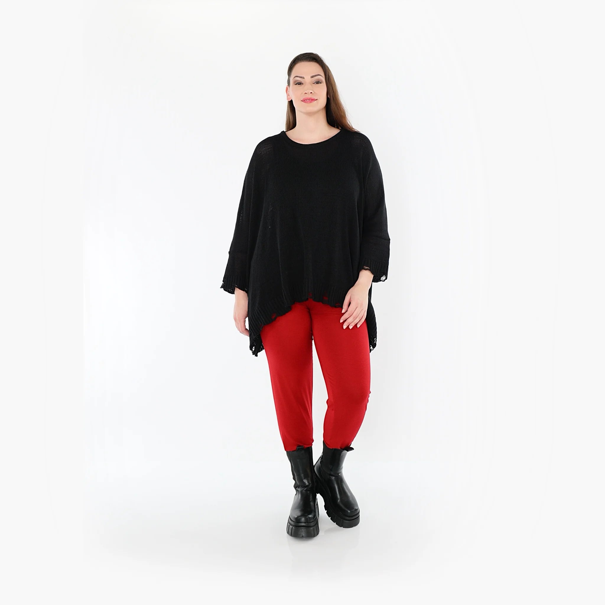  AKH Fashion Leggings in gerader Form, aus Viskose, 1531.0P100, Dunkelrot, Ausgefallen