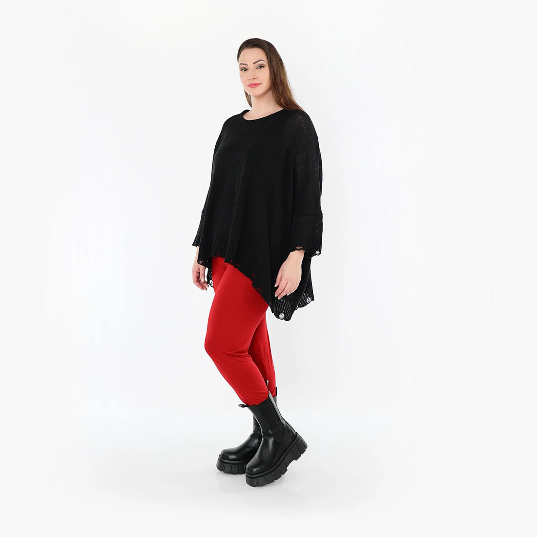  AKH Fashion Leggings in gerader Form, aus Viskose, 1531.0P100, Dunkelrot, Ausgefallen