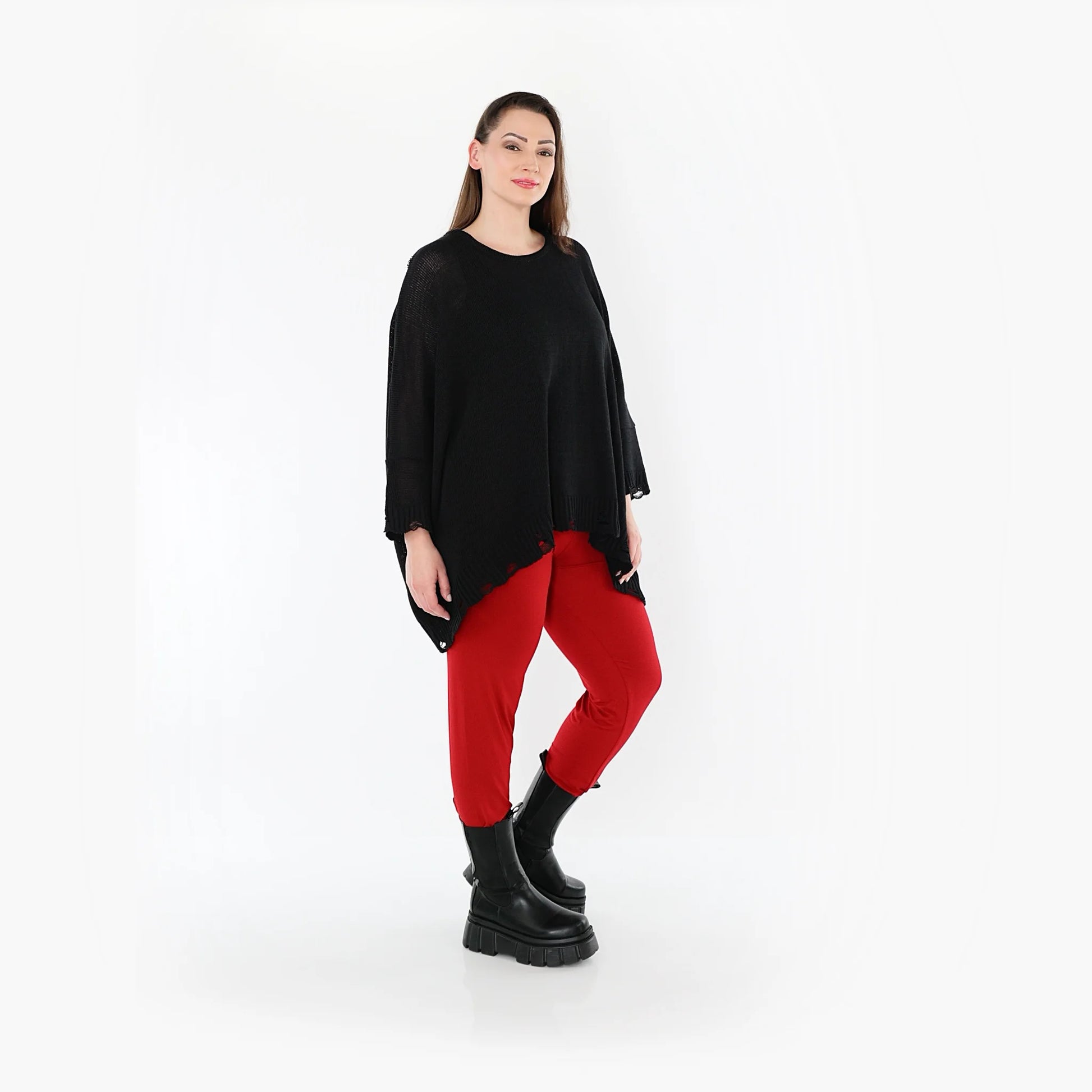  AKH Fashion Leggings in gerader Form, aus Viskose, 1531.0P100, Dunkelrot, Ausgefallen