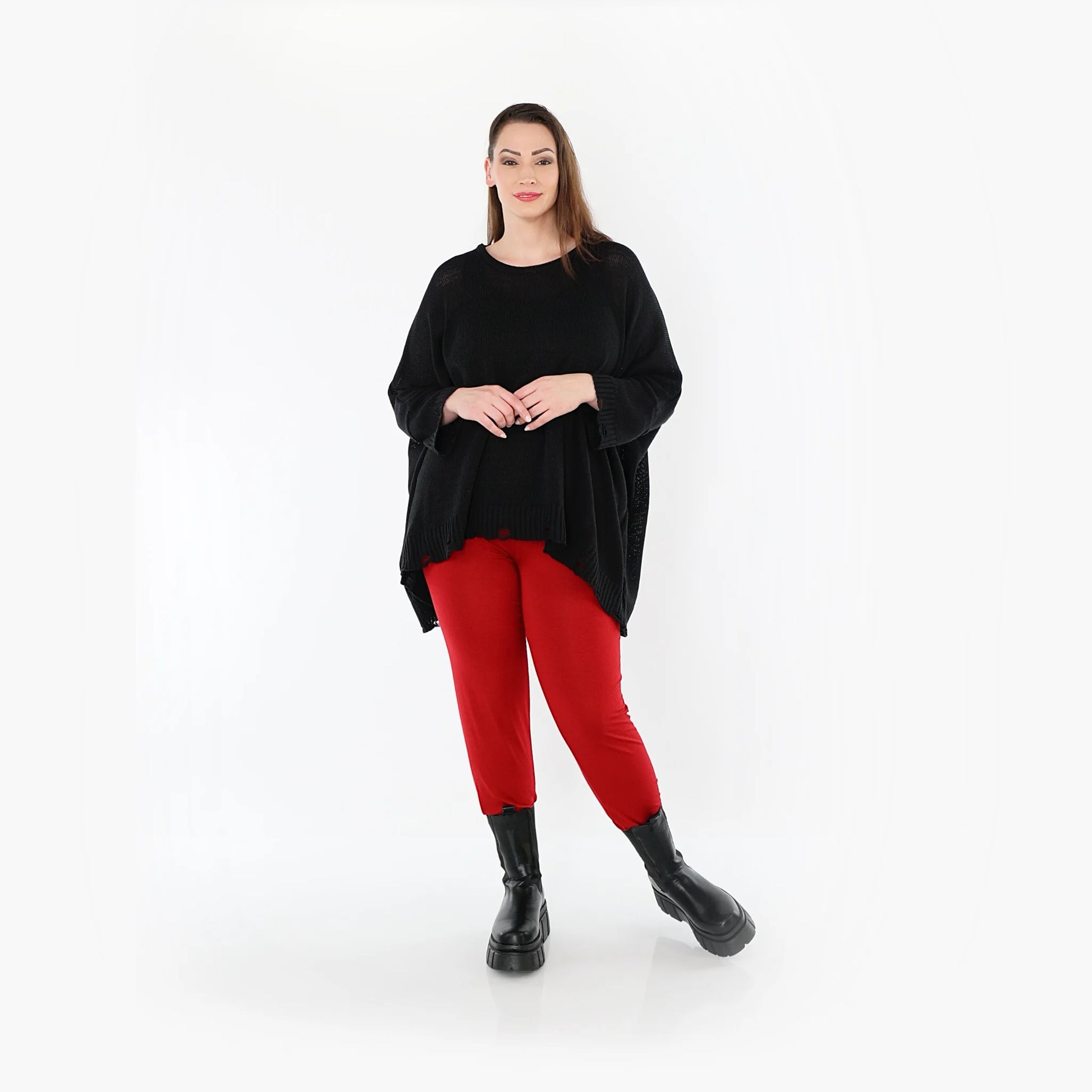  AKH Fashion Leggings in gerader Form, aus Viskose, 1531.0P100, Dunkelrot, Ausgefallen