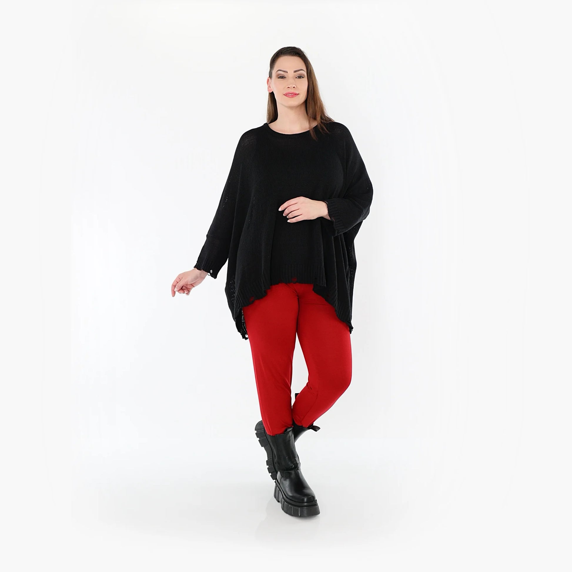  AKH Fashion Leggings in gerader Form, aus Viskose, 1531.0P100, Dunkelrot, Ausgefallen