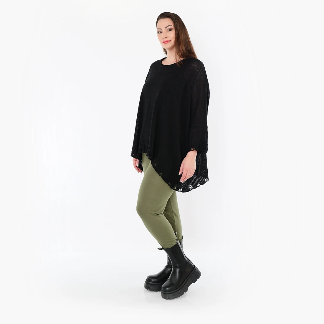  AKH Fashion Leggings in gerader Form, aus Viskose, 1531.0P100, Olive, Ausgefallen, Zeitlos