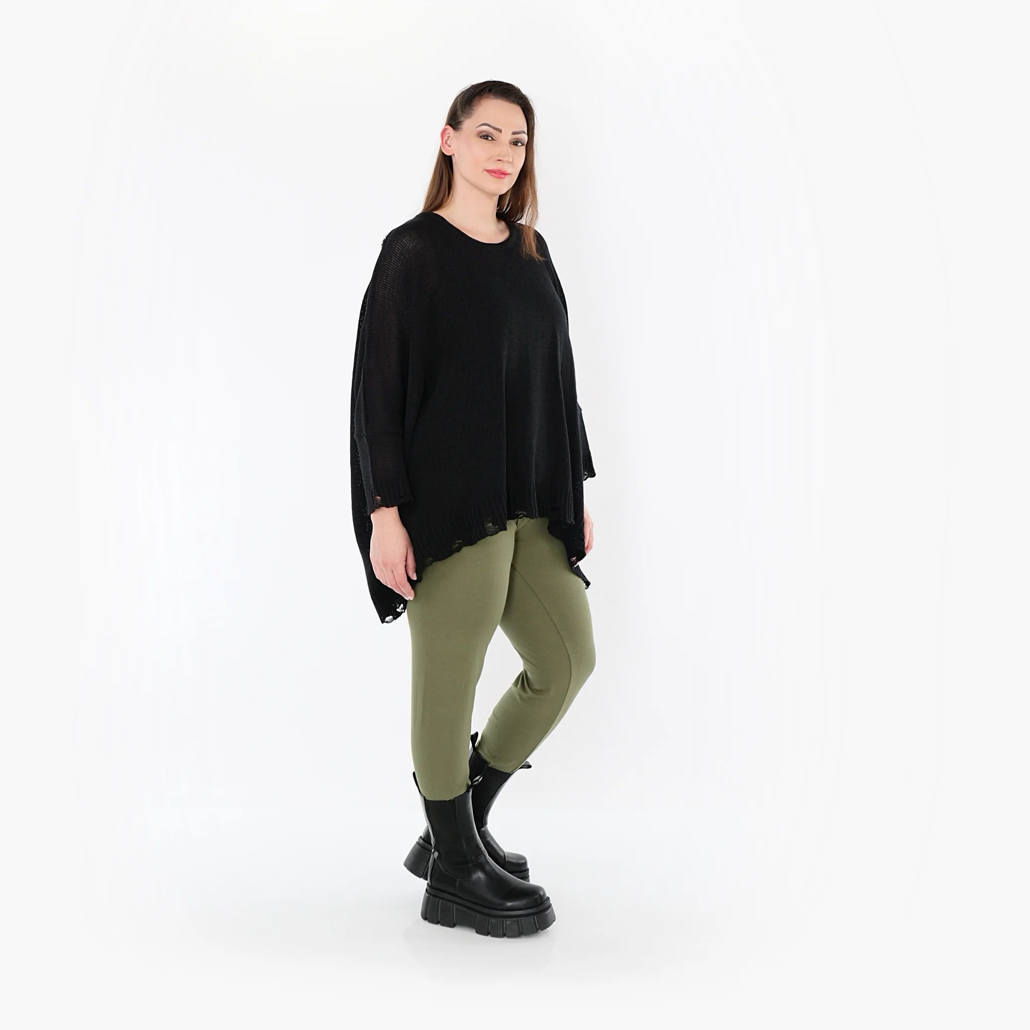  AKH Fashion Leggings in gerader Form, aus Viskose, 1531.0P100, Olive, Ausgefallen, Zeitlos