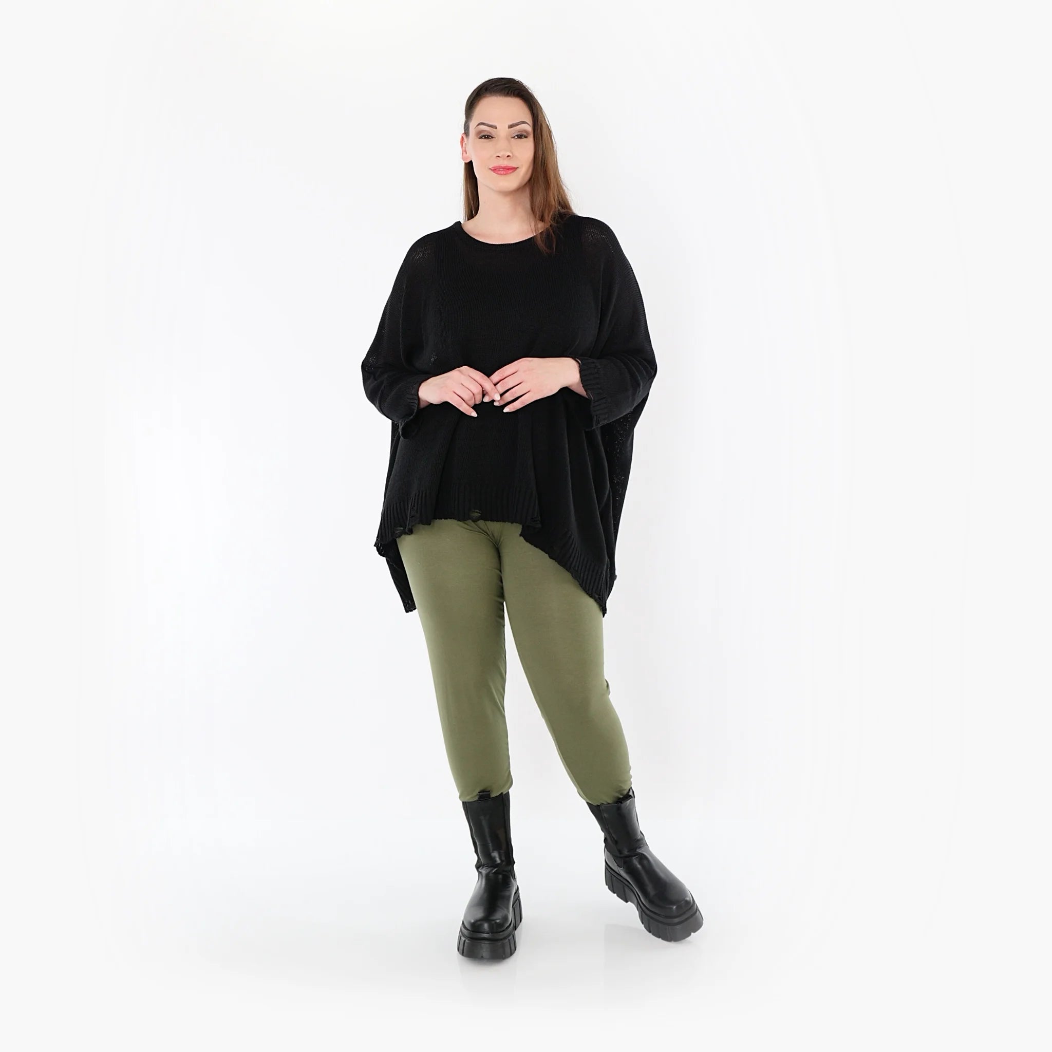  AKH Fashion Leggings in gerader Form, aus Viskose, 1531.0P100, Olive, Ausgefallen, Zeitlos