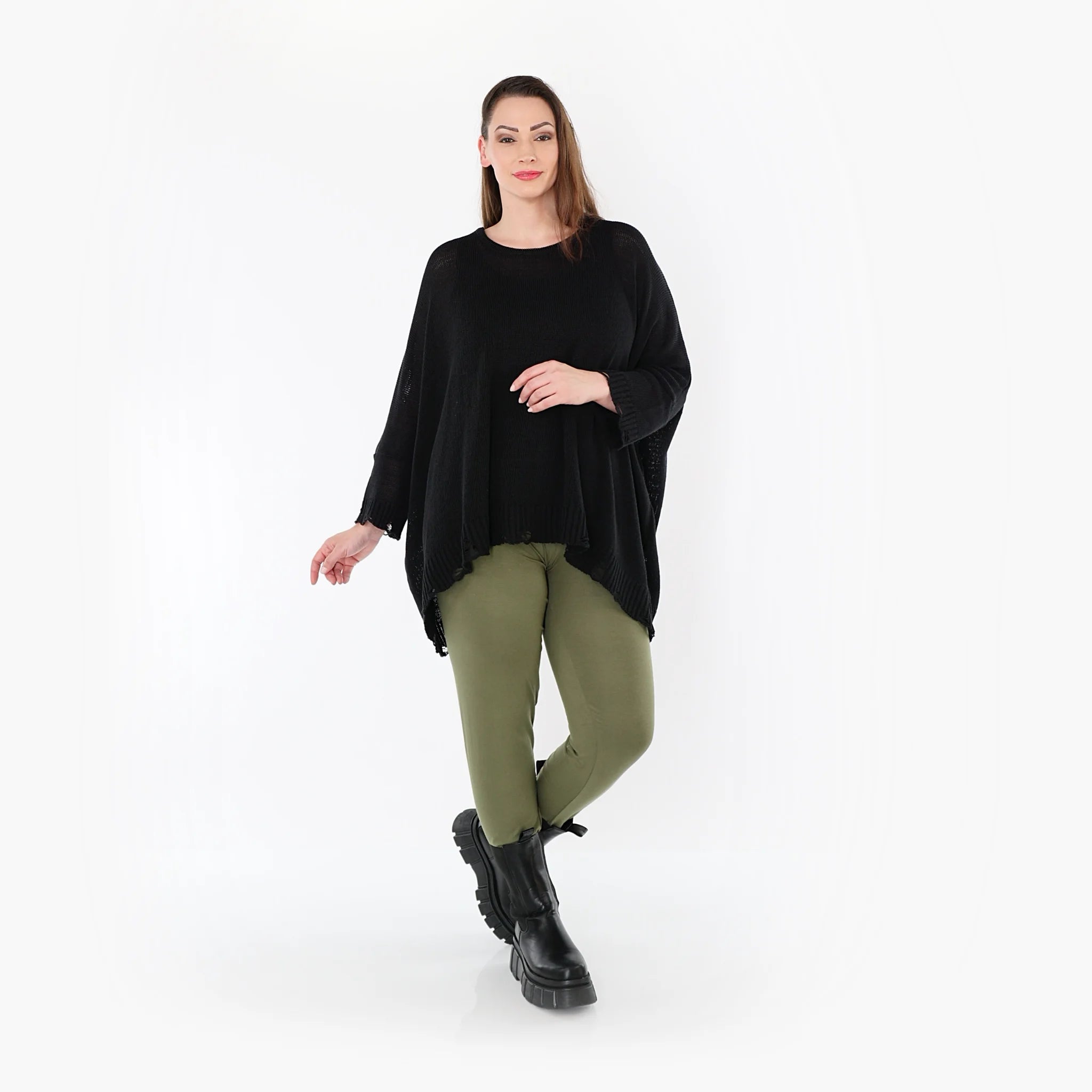  AKH Fashion Leggings in gerader Form, aus Viskose, 1531.0P100, Olive, Ausgefallen, Zeitlos