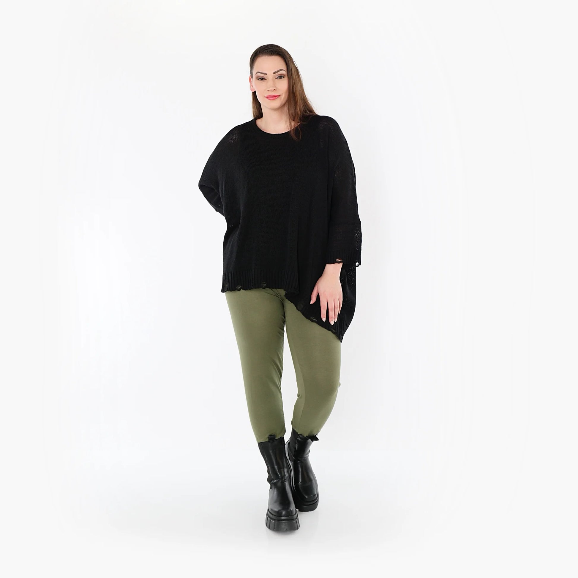  AKH Fashion Leggings in gerader Form, aus Viskose, 1531.0P100, Olive, Ausgefallen, Zeitlos