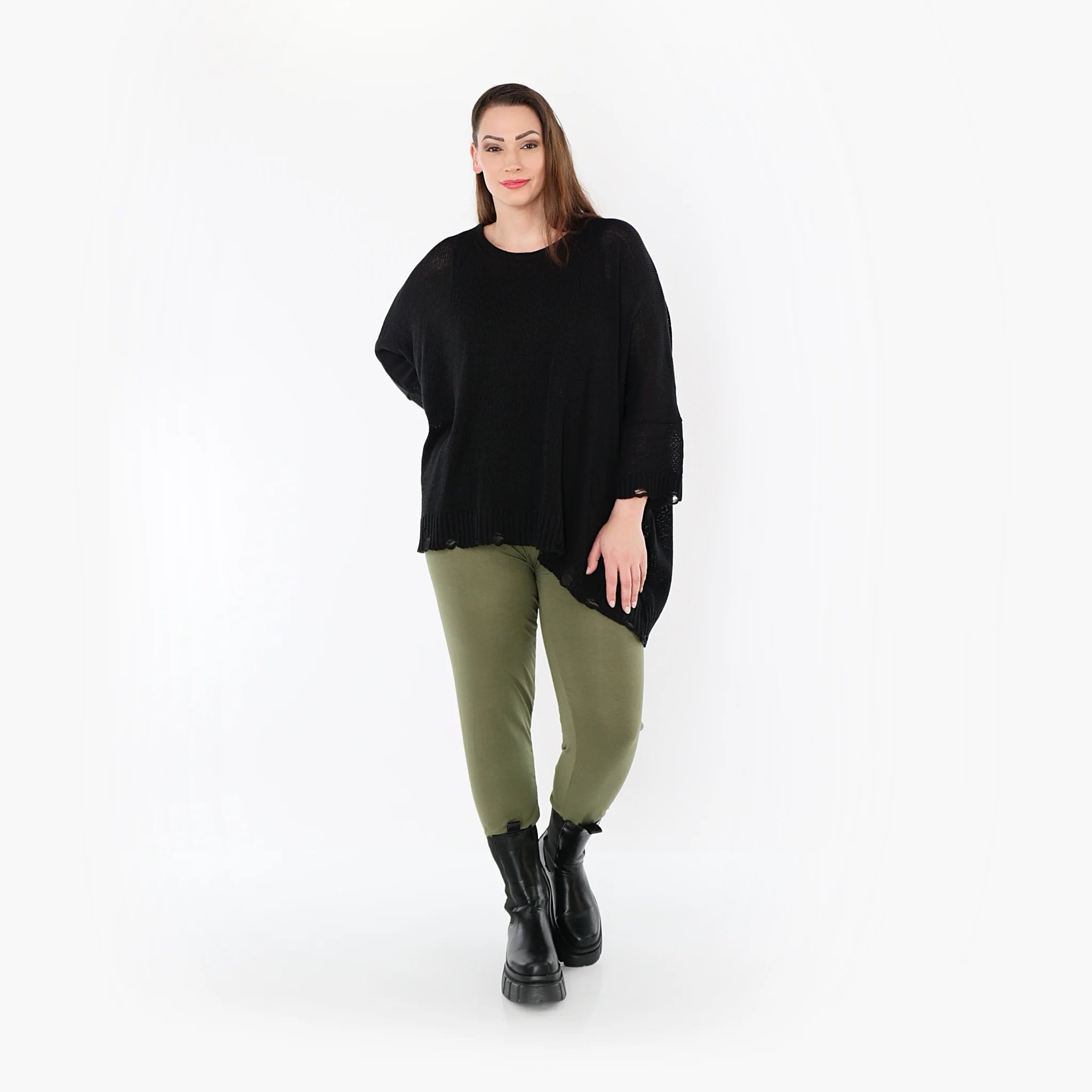  AKH Fashion Leggings in gerader Form, aus Viskose, 1531.0P100, Olive, Ausgefallen, Zeitlos