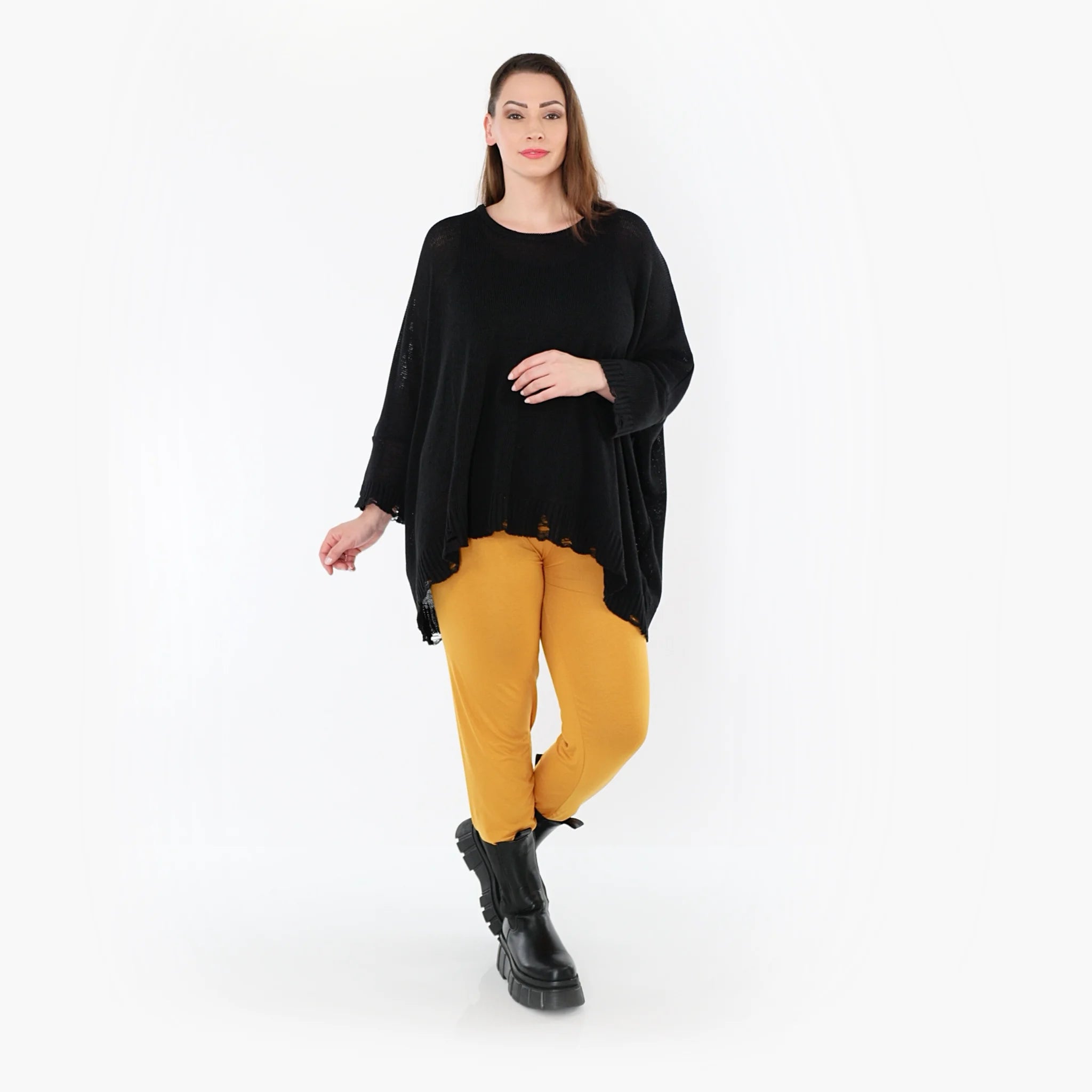  AKH Fashion Leggings in gerader Form, aus Viskose, 1531.0P100, Senf, Ausgefallen, Zeitlos