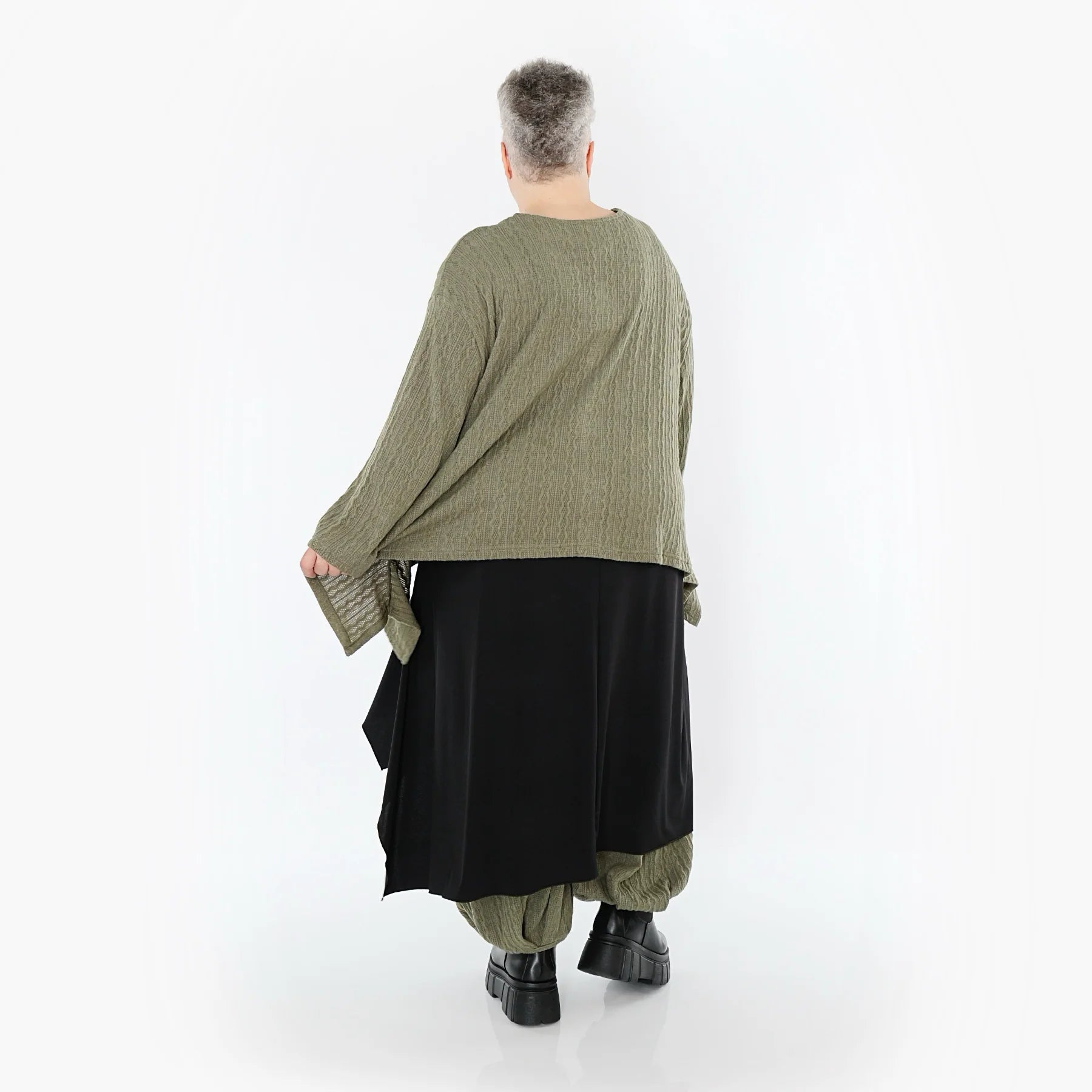  A-Form Jacke von AKH Fashion aus Materialmix, 1532.00118, Olive, Wellen, Ausgefallen