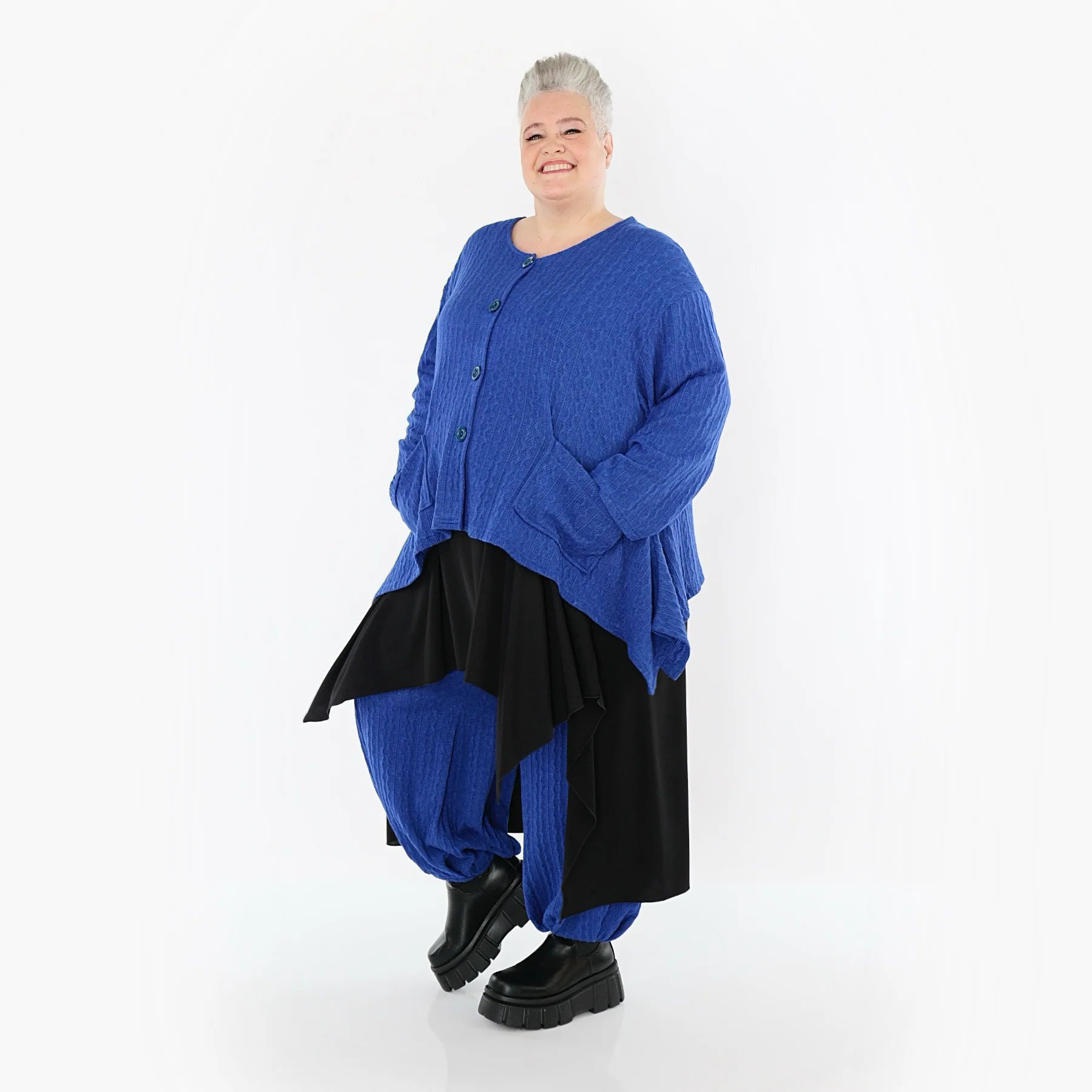  A-Form Jacke von AKH Fashion aus Materialmix, 1532.00118, Royalblau, Wellen, Ausgefallen