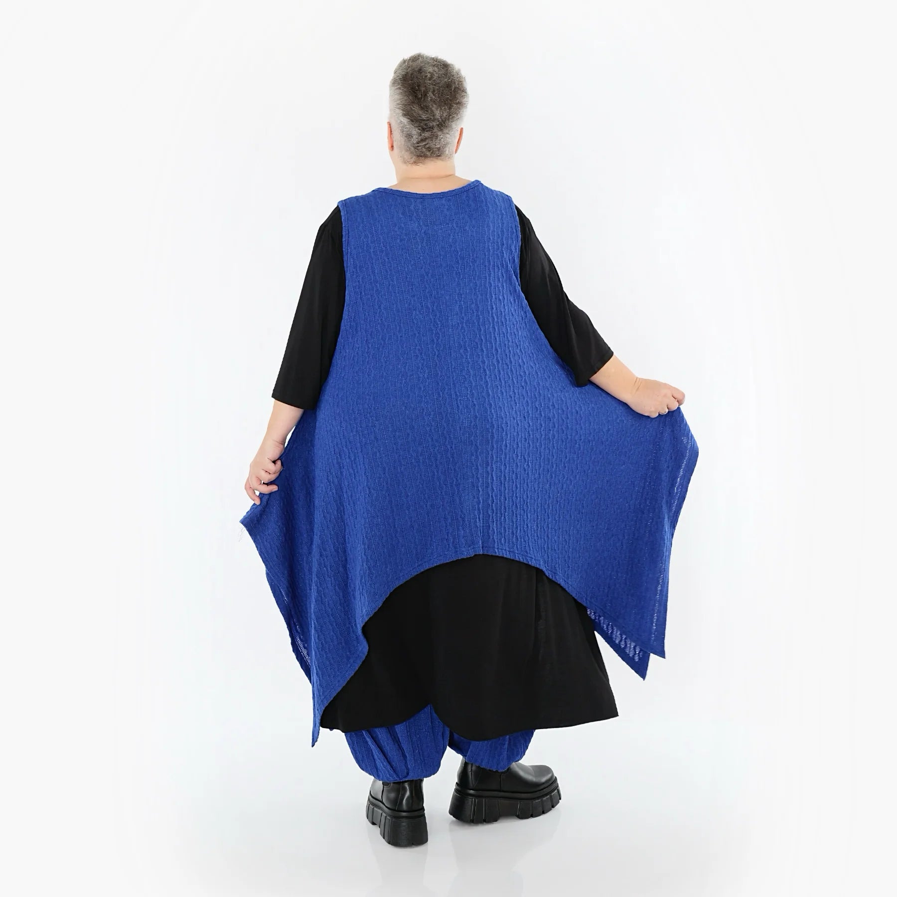 Zipfel Kleid von AKH Fashion aus Materialmix, 1532.03067, Royalblau, Wellen, Ausgefallen