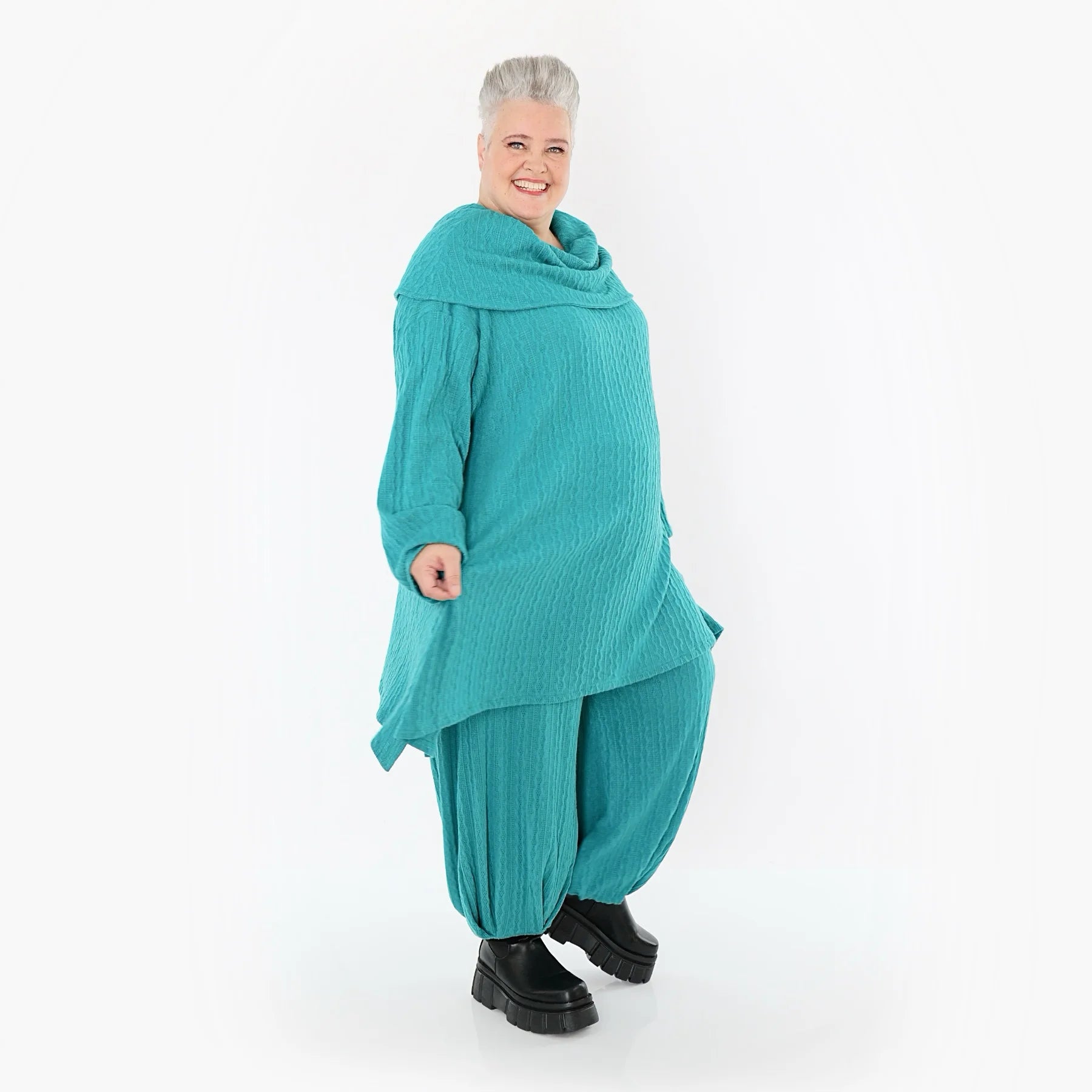  Ballonhose von AKH Fashion aus Materialmix, 1532.05920, PetrolBlau, Wellen, Ausgefallen