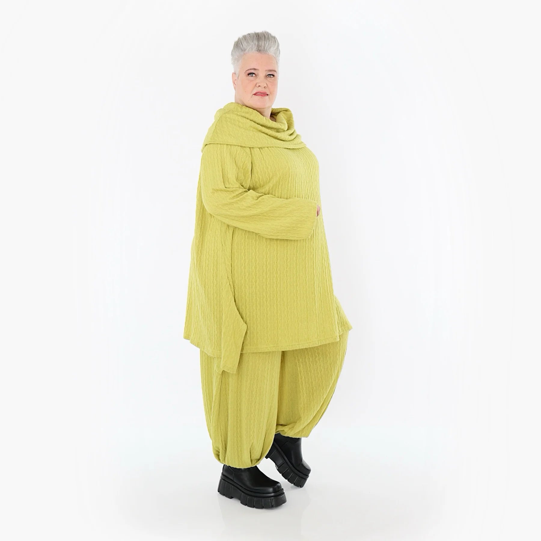  A-Form Bigshirt von AKH Fashion aus Materialmix, 1532.07145, Lime, Wellen, Ausgefallen