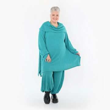  A-Form Bigshirt von AKH Fashion aus Materialmix, 1532.07145, PetrolBlau, Wellen, Ausgefallen