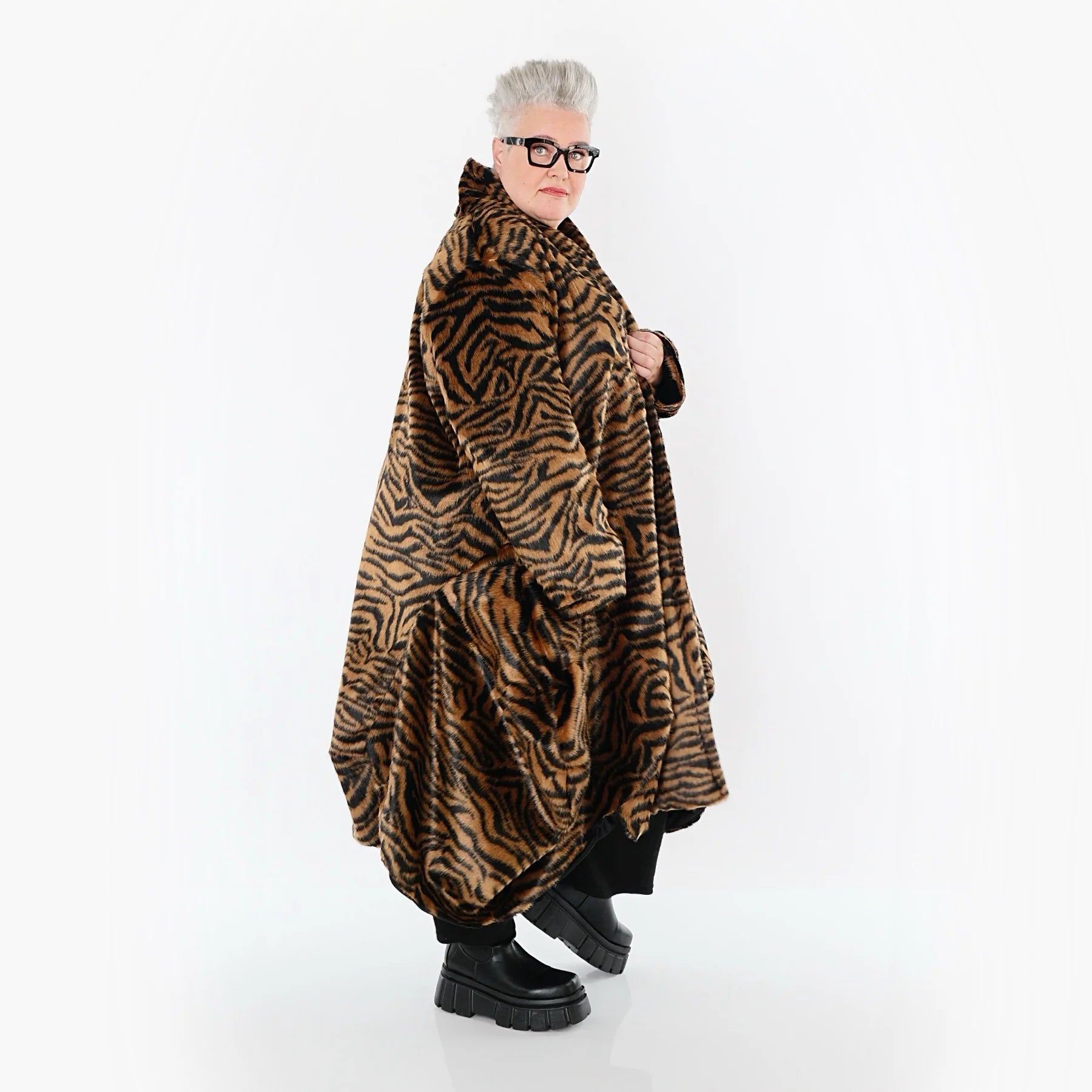  Ballonmantel von AKH Fashion aus Polyester, 1533.06671, Cognac/Schwarz, Zebra, Schick