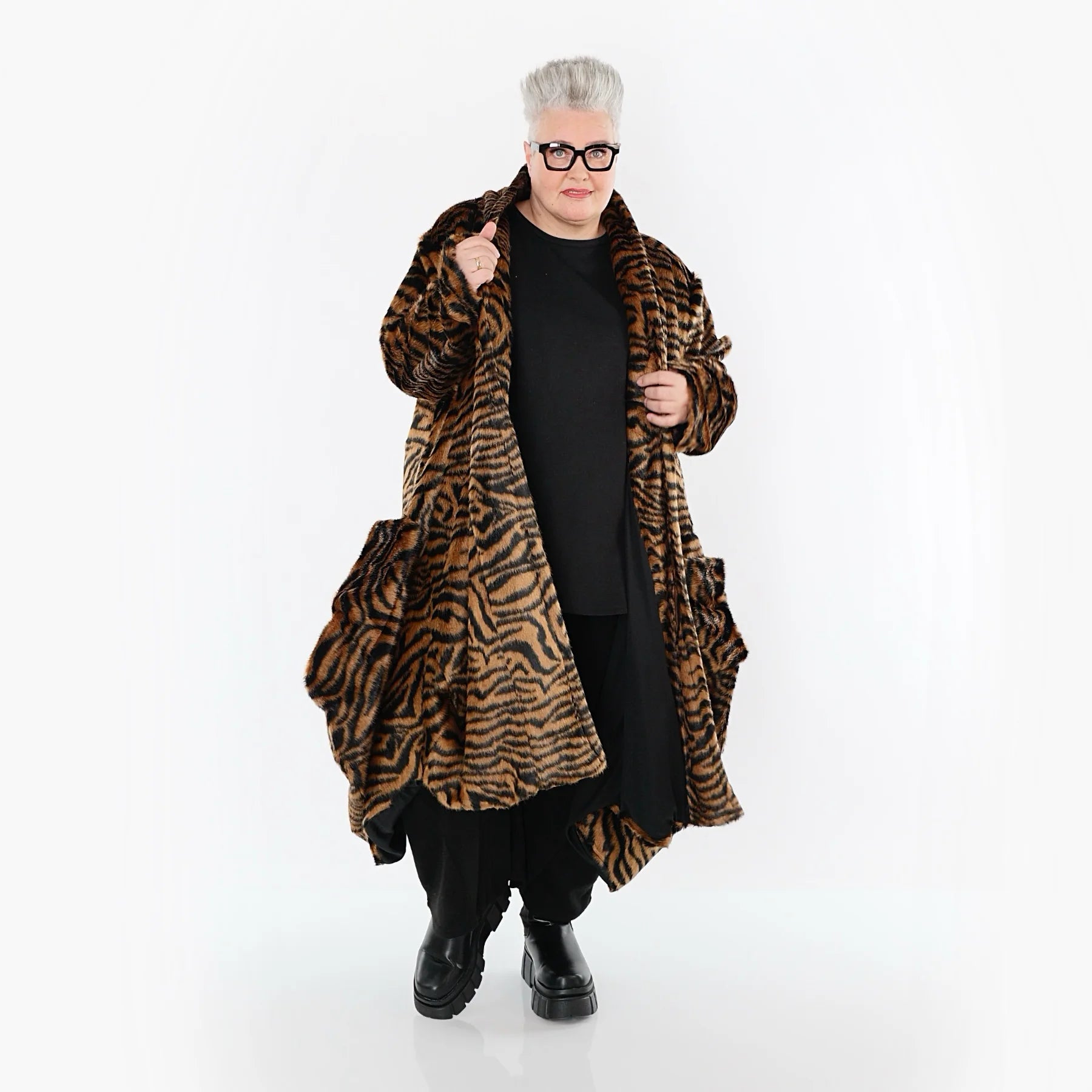  Ballonmantel von AKH Fashion aus Polyester, 1533.06671, Cognac/Schwarz, Zebra, Schick