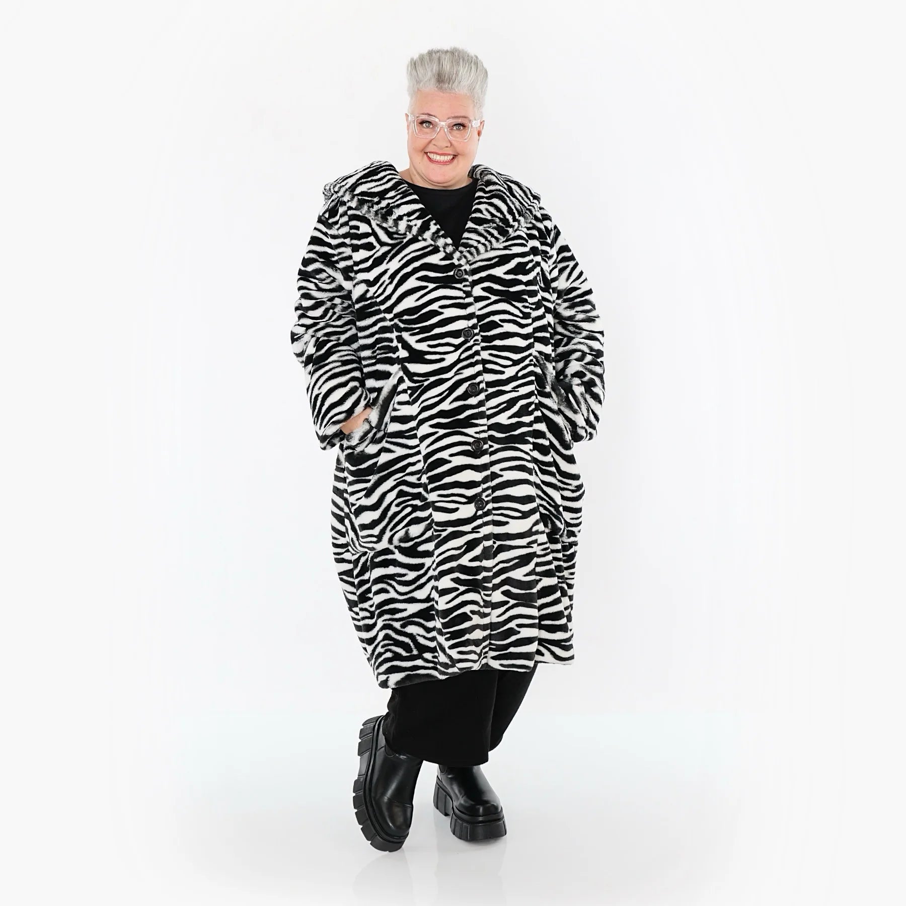  Ballonjacke von AKH Fashion aus Polyester, 1534.06889, Schwarz/Weiß, Zebra, Ausgefallen