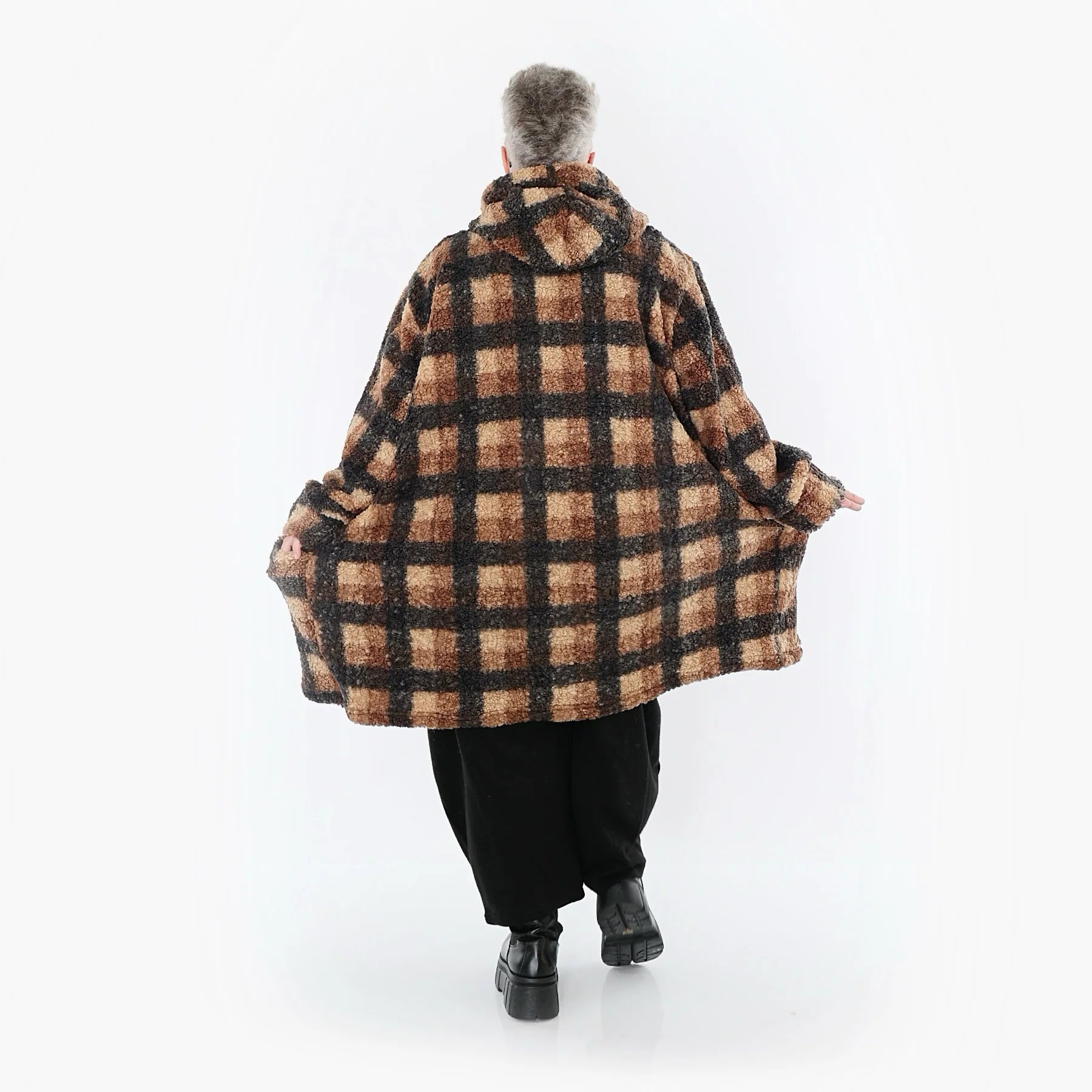  Ballonjacke von AKH Fashion aus Polyester, 1535.06660, Cognac/Beige/Grau, Kariert, Schick