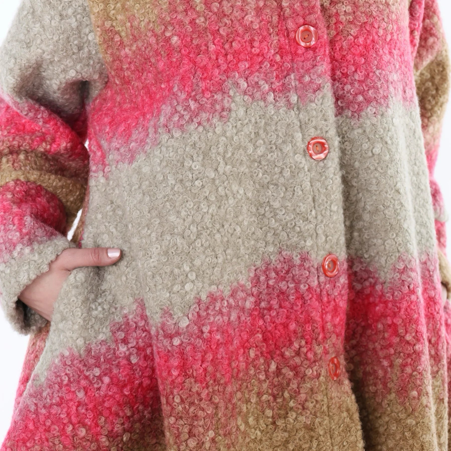  A-Form Jacke von AKH Fashion aus Polyester, 1543.05458, Sand/Fuchsia, TwoTone, Schick