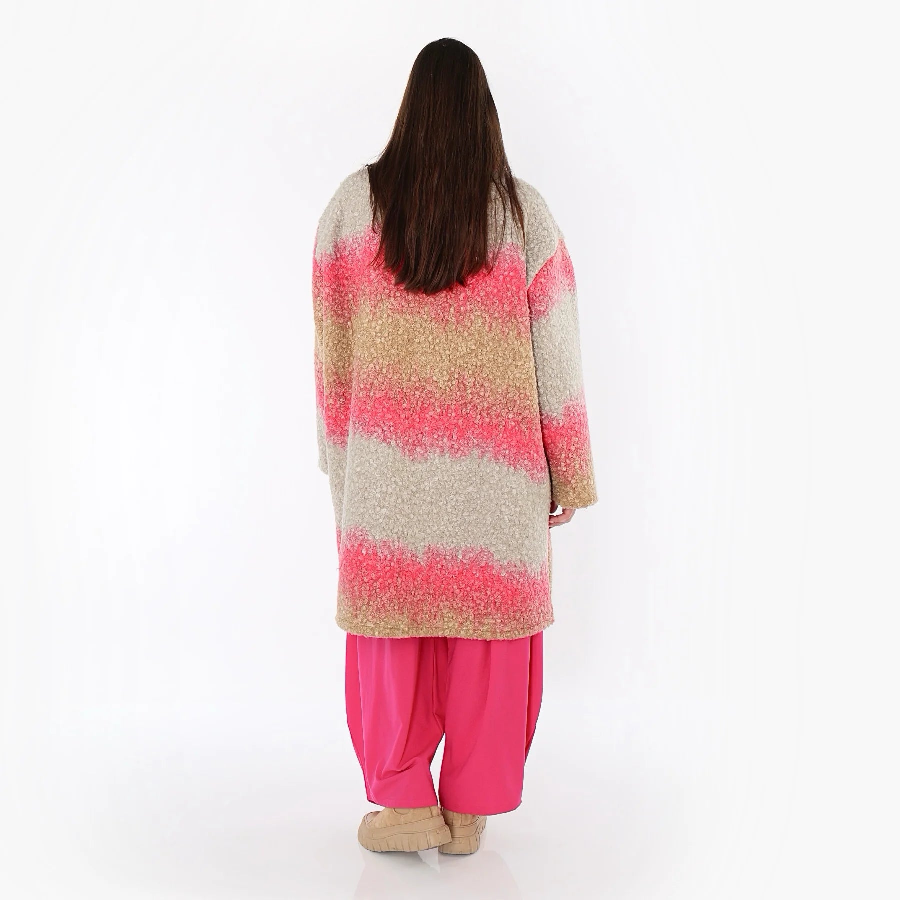  AKH Fashion Mantel in gerader Form, aus Polyester, 1543.06656, Sand/Fuchsia, TwoTone