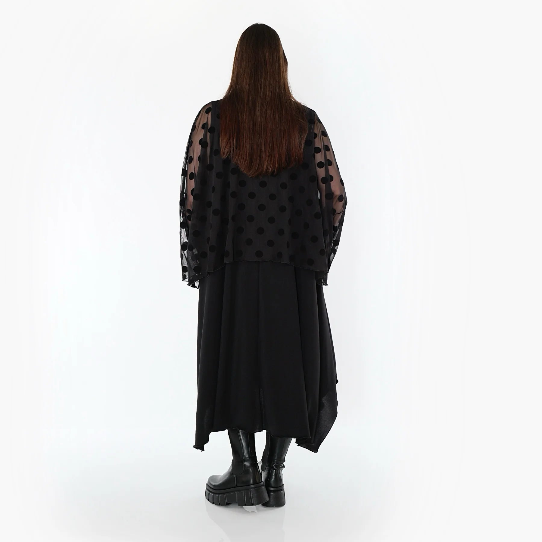  AKH Fashion Überwurf in kastiger Form, aus Polyester, 1544.06048, Schwarz, Punkte, Schick