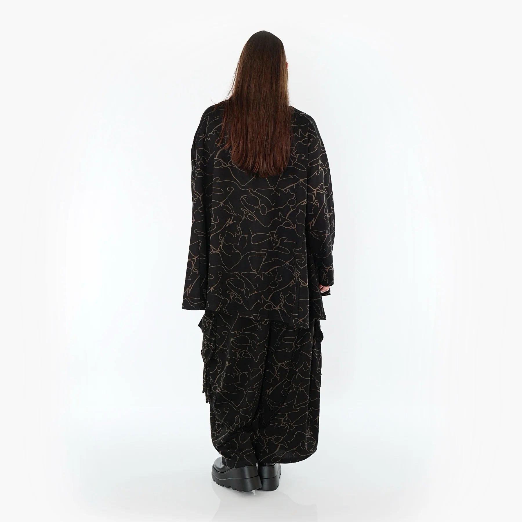  Ballonhose von AKH Fashion aus Viskose, 1545.07125, Schwarz/Braun, Kringel, Ausgefallen