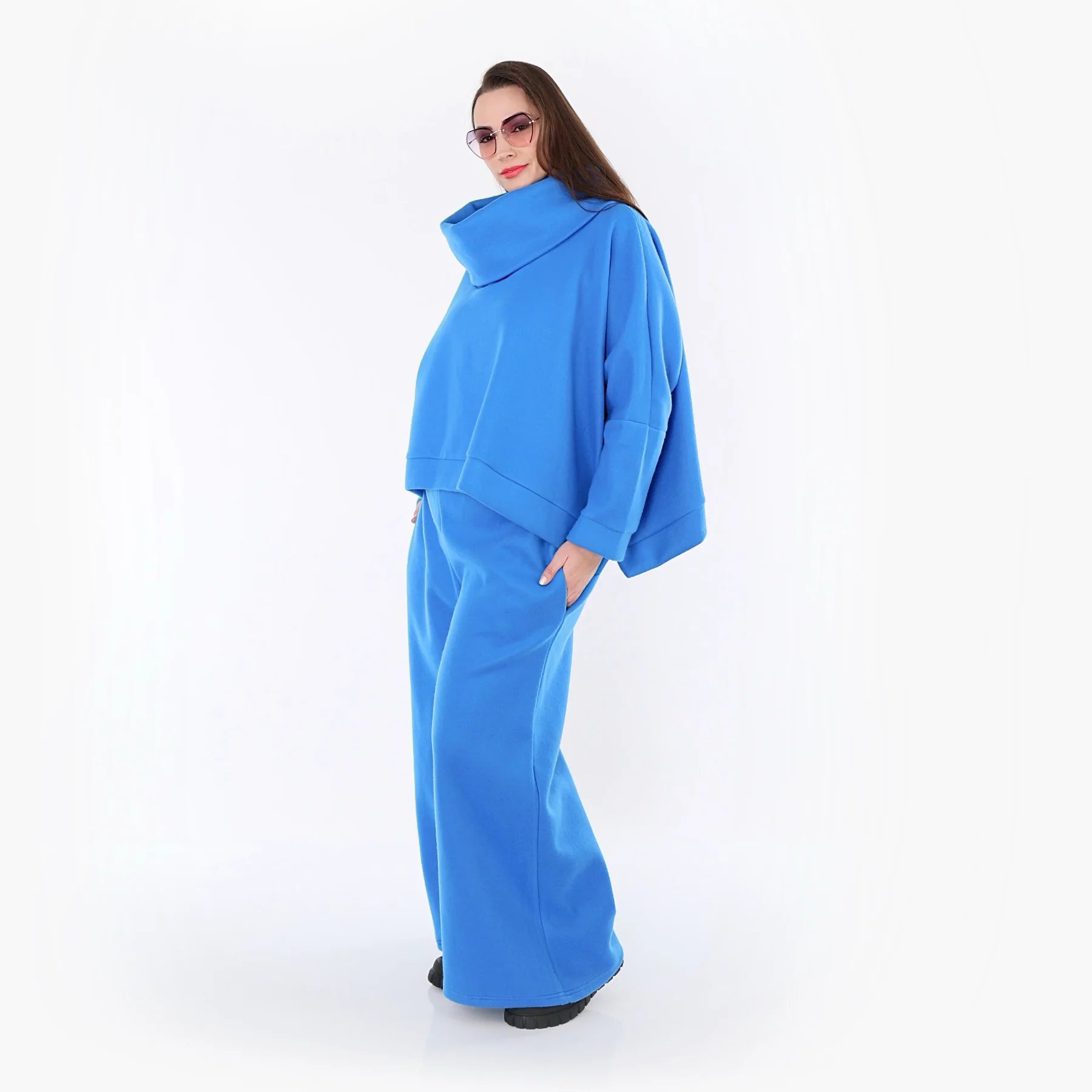 AKH Fashion Überwurf in kastiger Form, aus Baumwolle, 1547.7011R, Blau, Ausgefallen