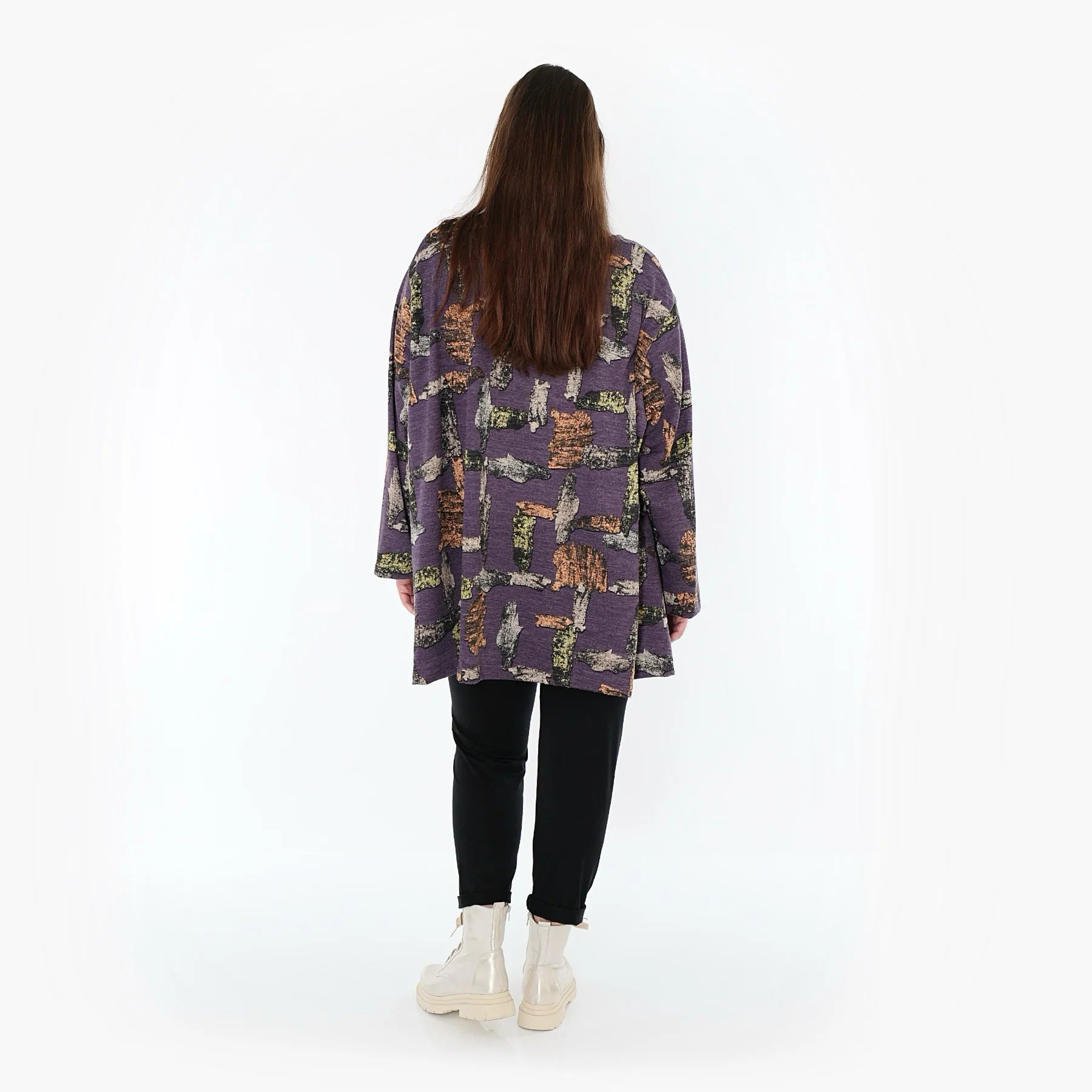  A-Form Bigshirt von AKH Fashion aus Materialmix, 1548.00593, Violett/Multi, Abstrakt, Schick