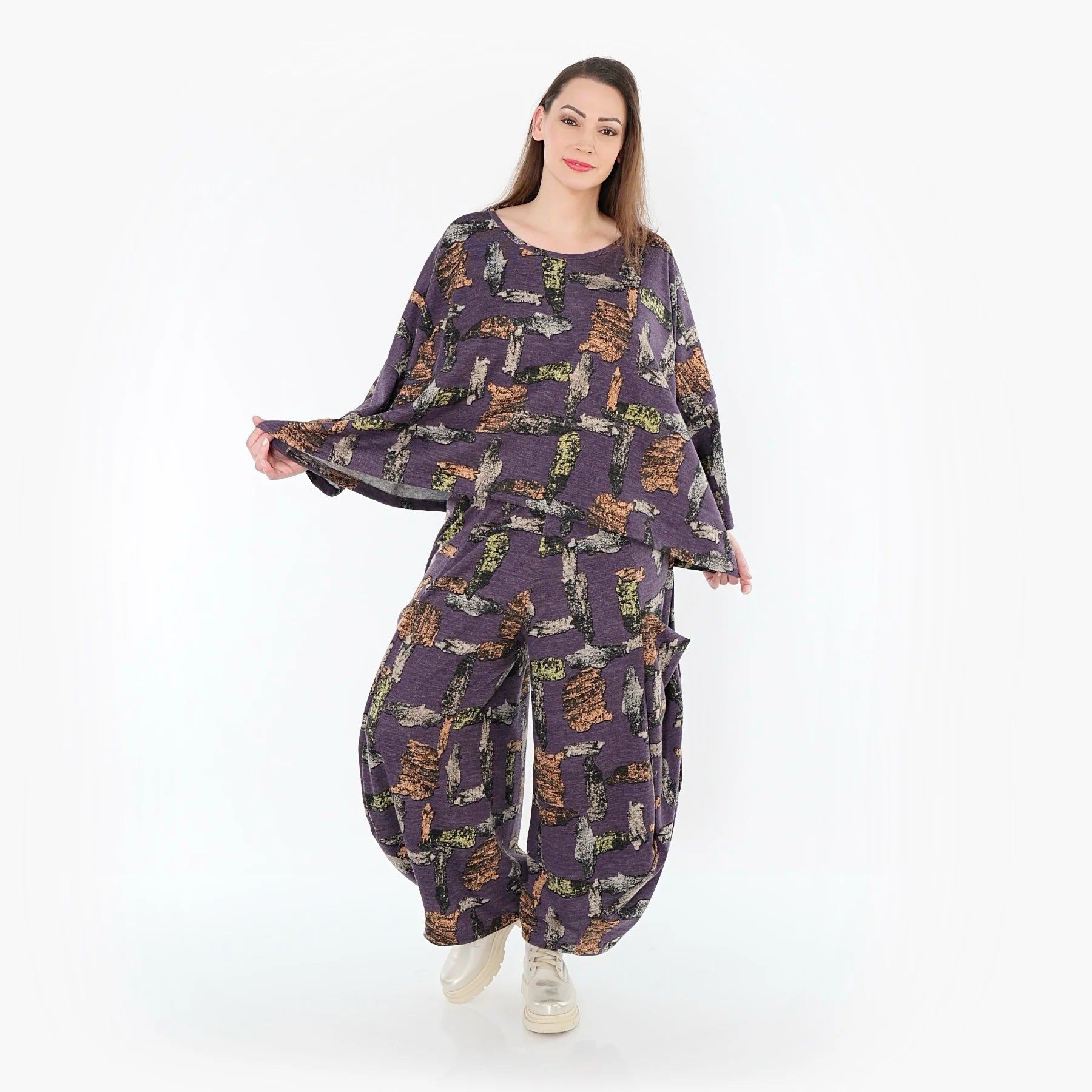  Ballonhose von AKH Fashion aus Materialmix, 1548.08069, Violett/Multi, Abstrakt, Schick