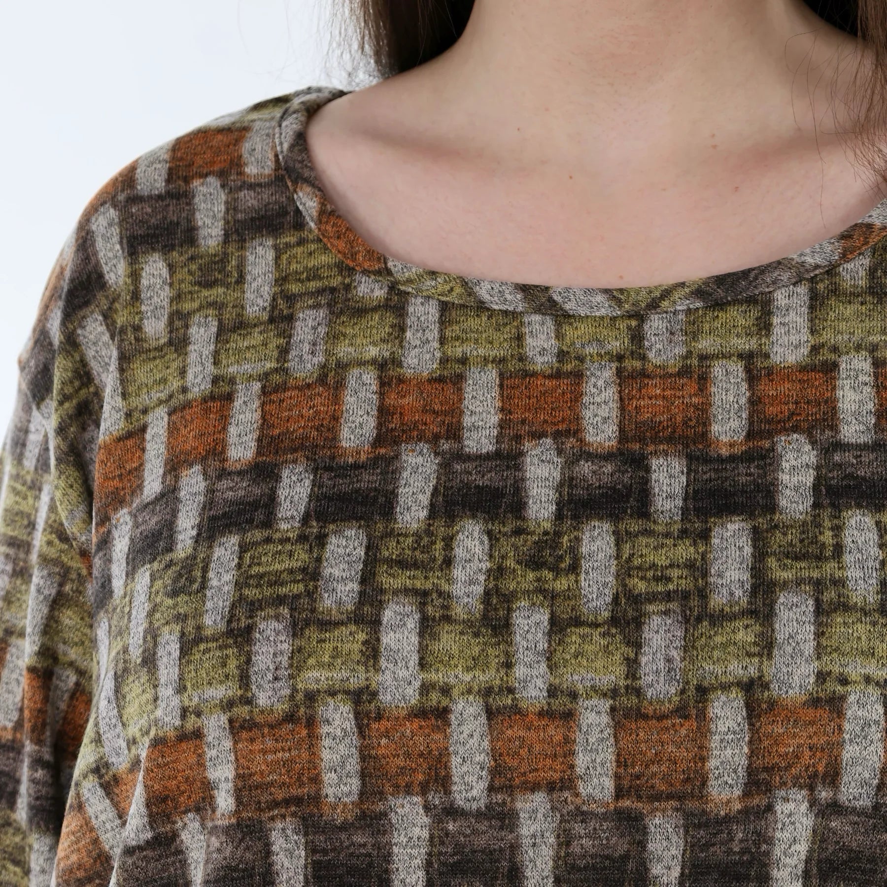  A-Form Bigshirt von AKH Fashion aus Materialmix, 1550.00593, Grau/Orange/Grün, Blockstreifen