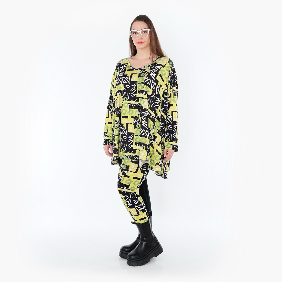  AKH Fashion Leggings in gerader Form, aus Viskose, 1556.0P100, Gelb/Multi, Abstrakt