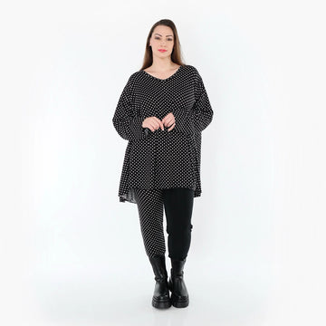  AKH Fashion Leggings in gerader Form, aus Viskose, 1557.0P100, Schwarz/Weiß, Punkte