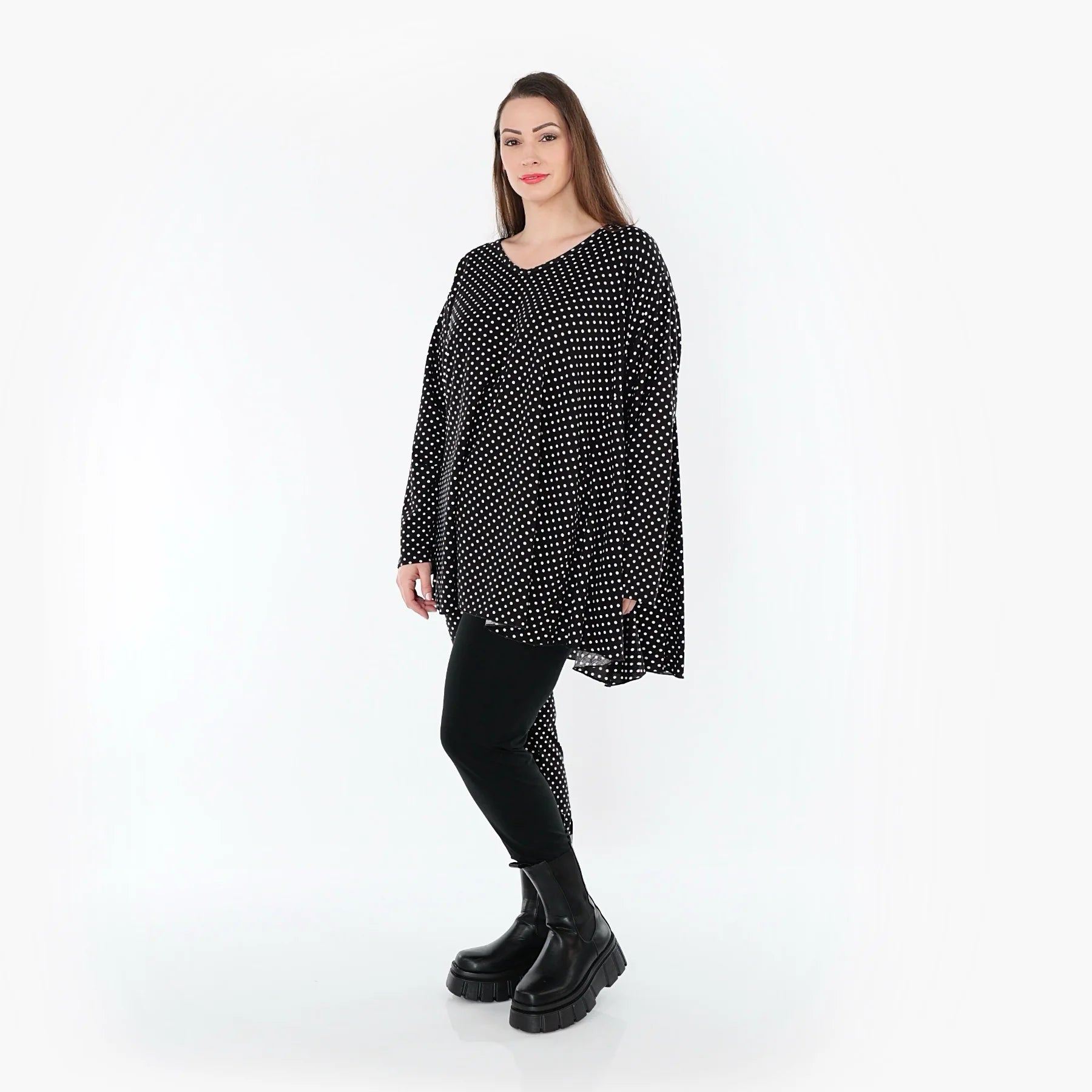  AKH Fashion Leggings in gerader Form, aus Viskose, 1557.0P100, Schwarz/Weiß, Punkte