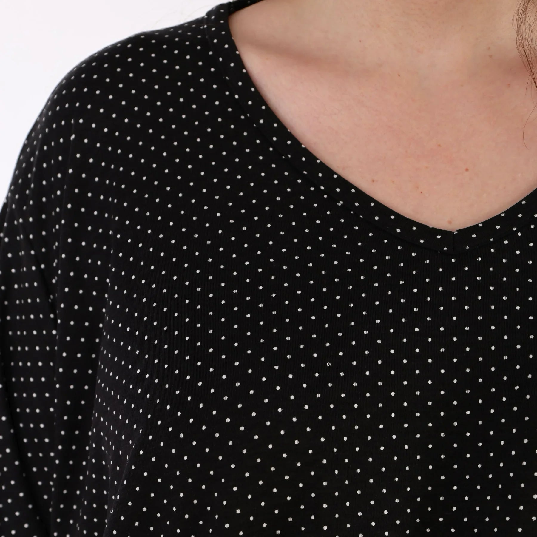  A-Form Bigshirt von AKH Fashion aus Viskose, 1558.00593, Schwarz/Weiß, Punkte, Ausgefallen