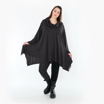  A-Form Bigshirt von AKH Fashion aus Viskose, 1558.03371, Schwarz/Weiß, Punkte, Ausgefallen