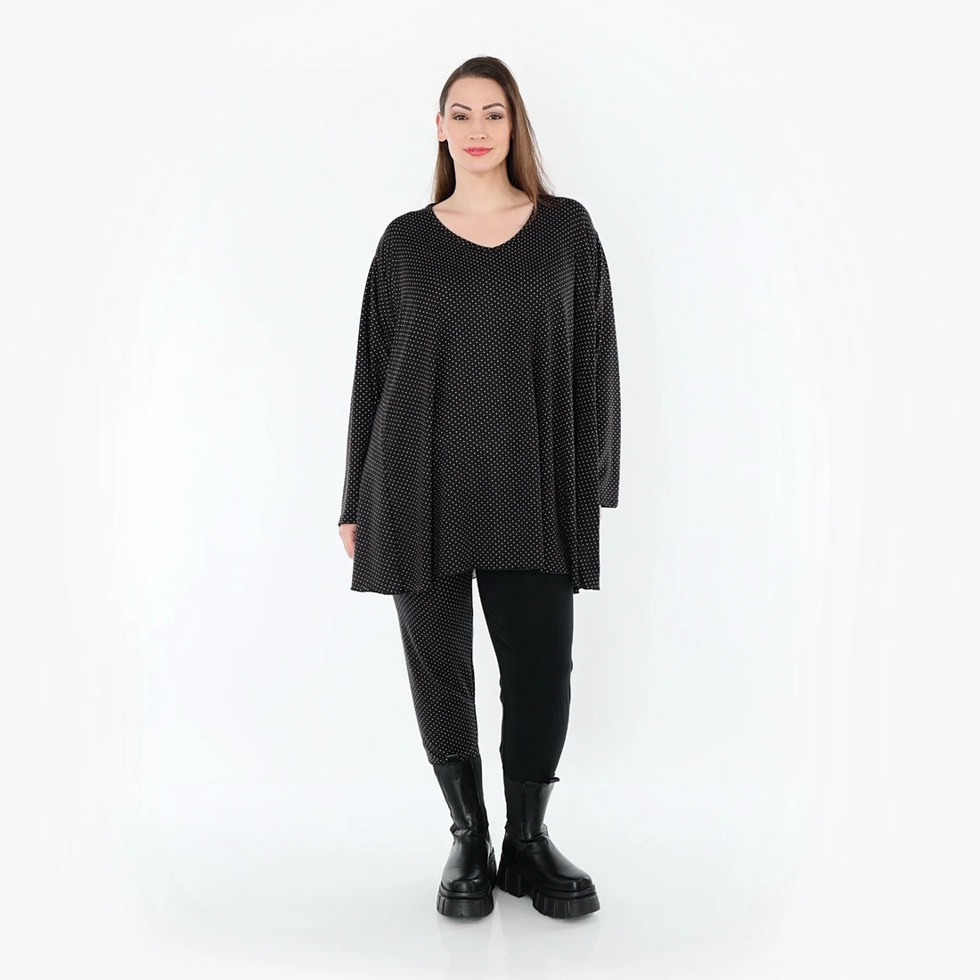  AKH Fashion Leggings in gerader Form, aus Viskose, 1558.0P100, Schwarz/Weiß, Punkte