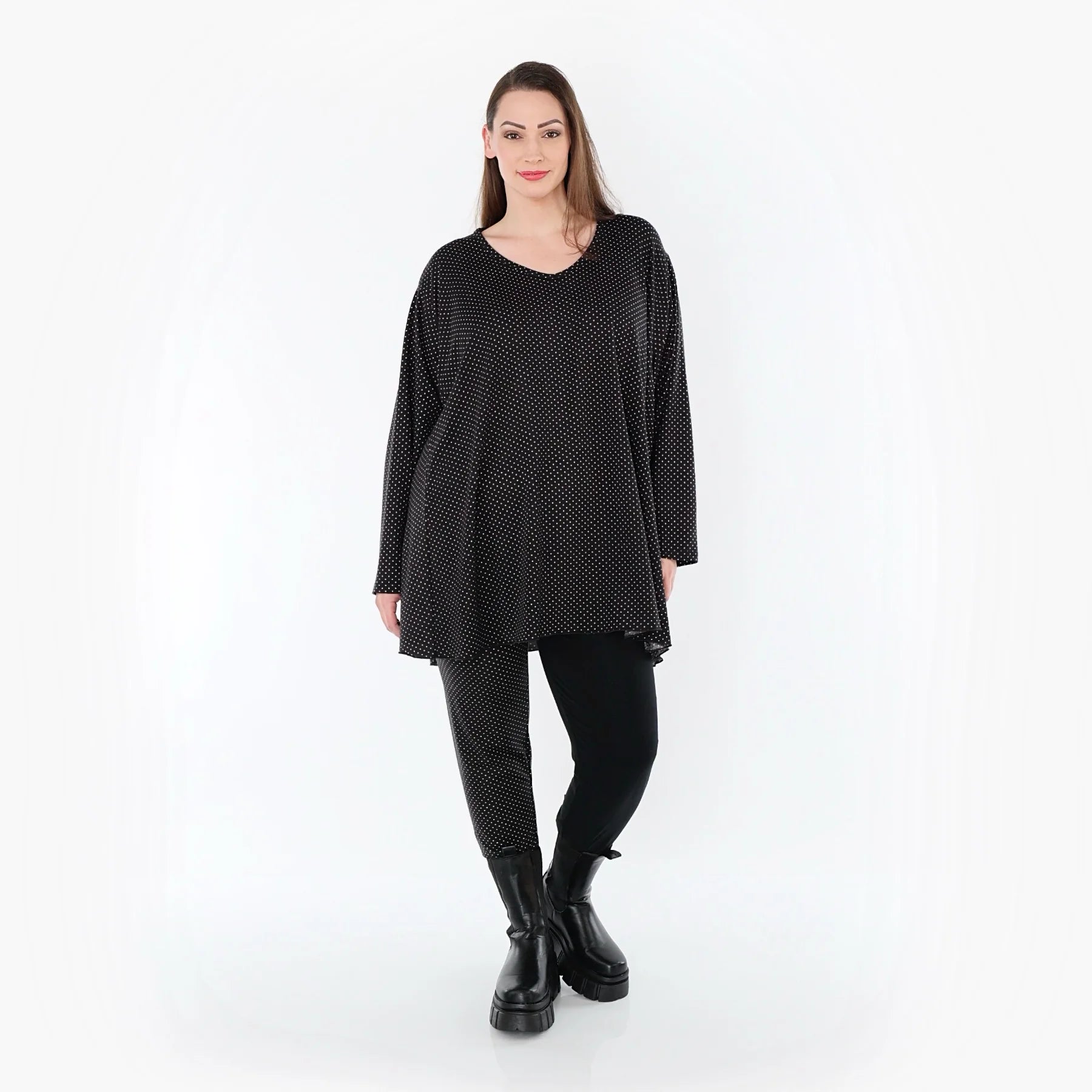  AKH Fashion Leggings in gerader Form, aus Viskose, 1558.0P100, Schwarz/Weiß, Punkte