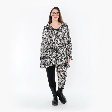  AKH Fashion Leggings in gerader Form, aus Viskose, 1559.0P100, Schwarz/Weiß, Abstrakt