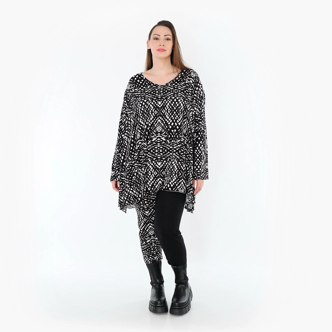  AKH Fashion Leggings in gerader Form, aus Viskose, 1560.0P100, Schwarz/Weiß, Abstrakt