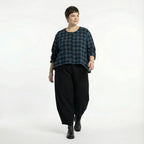  AKH Fashion Jacke in gerundeter Form, aus Polyester, 1562.00130, Blau/Schwarz, Kariert